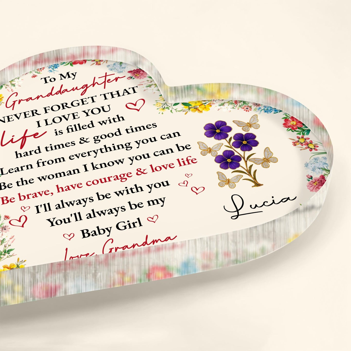 To My Granddaughter Love And Encouragement With Flowers