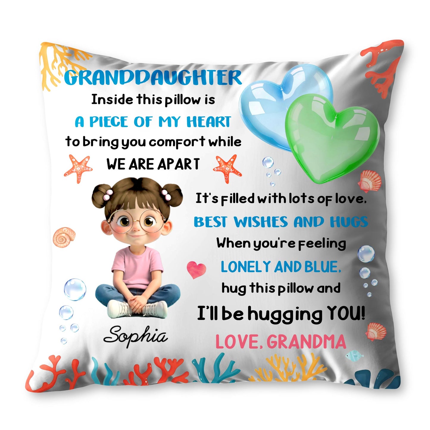 Inside This Pillow Is A Piece of My Heart, Heart, Girl, Coral