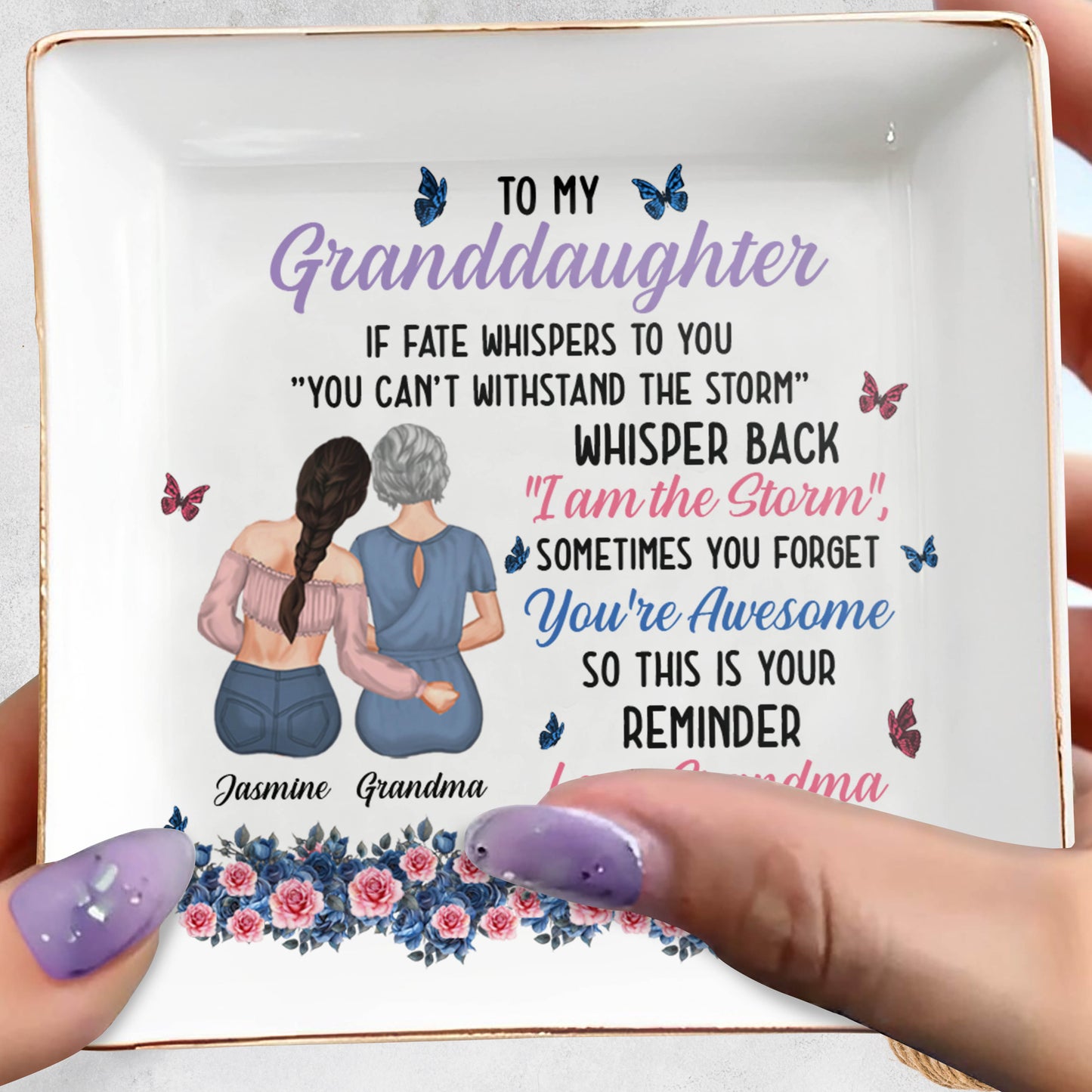 To My Granddaughter, You're Awesome Reminder, Butterflies And Flowers