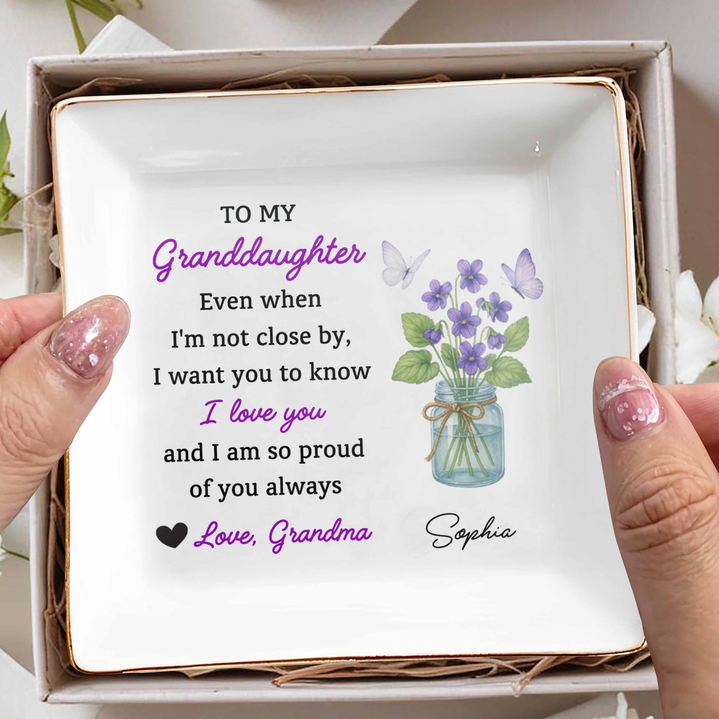 To My Granddaughter, Love And Pride Message, Butterflies And Violets