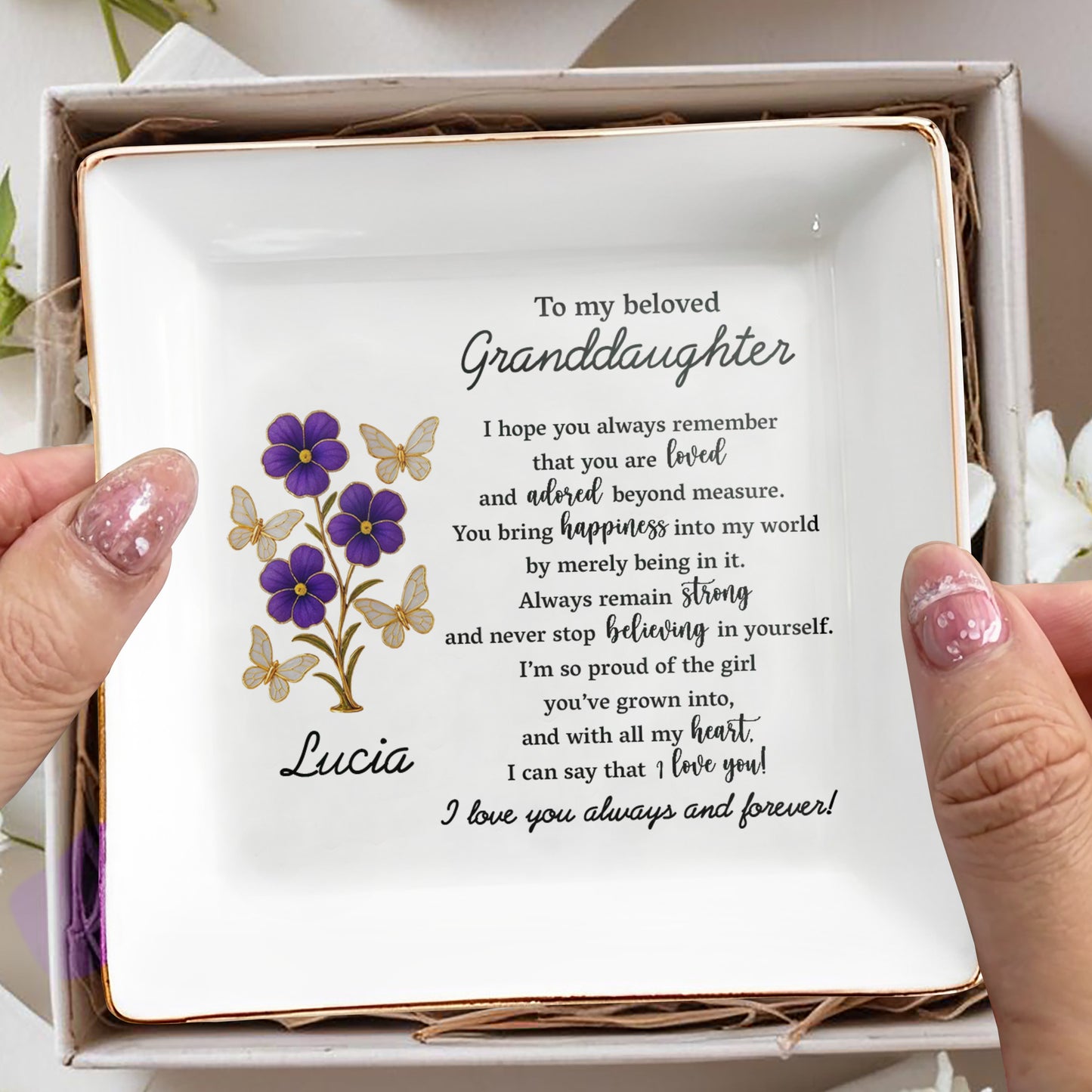 To My Beloved Granddaughter, Flowers And Butterflies
