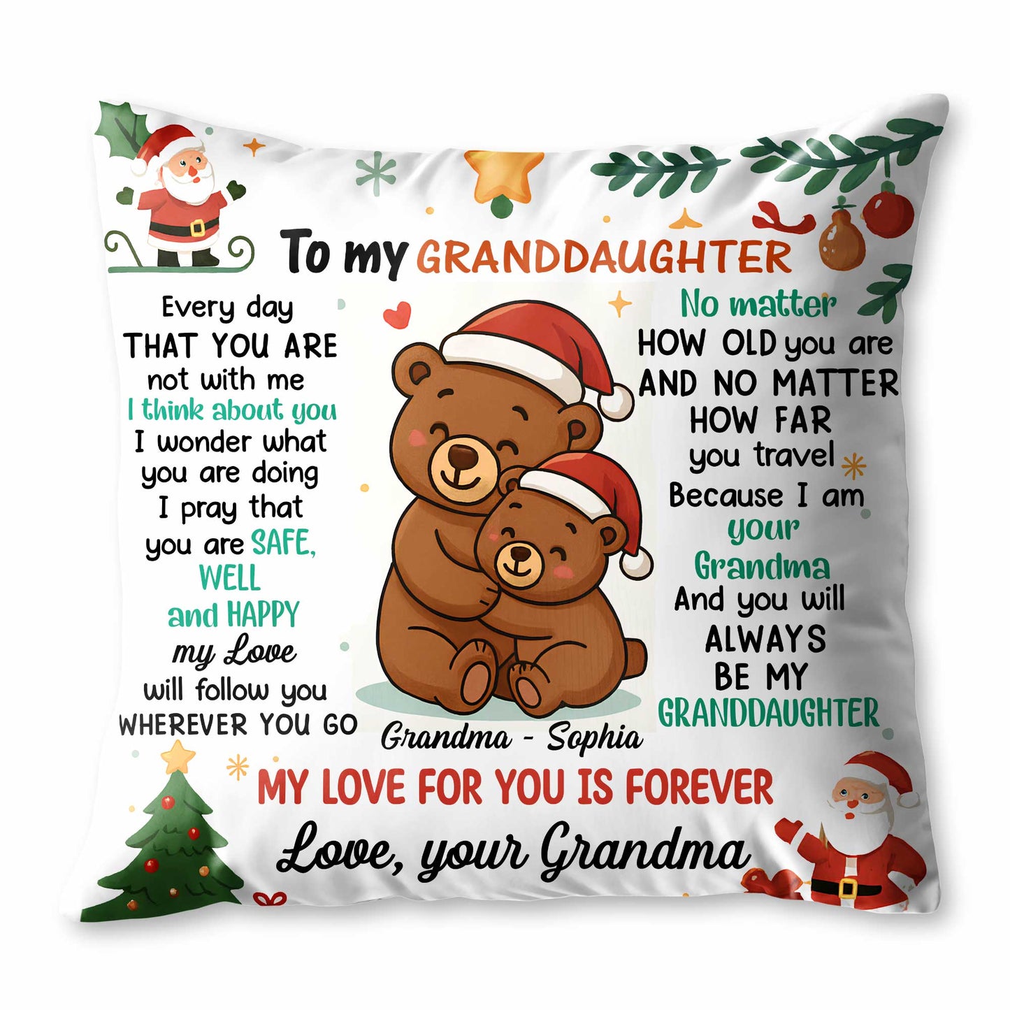 To My Granddaughter, My Love For You Is Forever, Bears and Christmas Theme