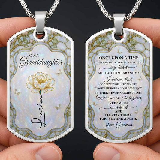 To My Granddaughter Flower And Butterfly Necklace