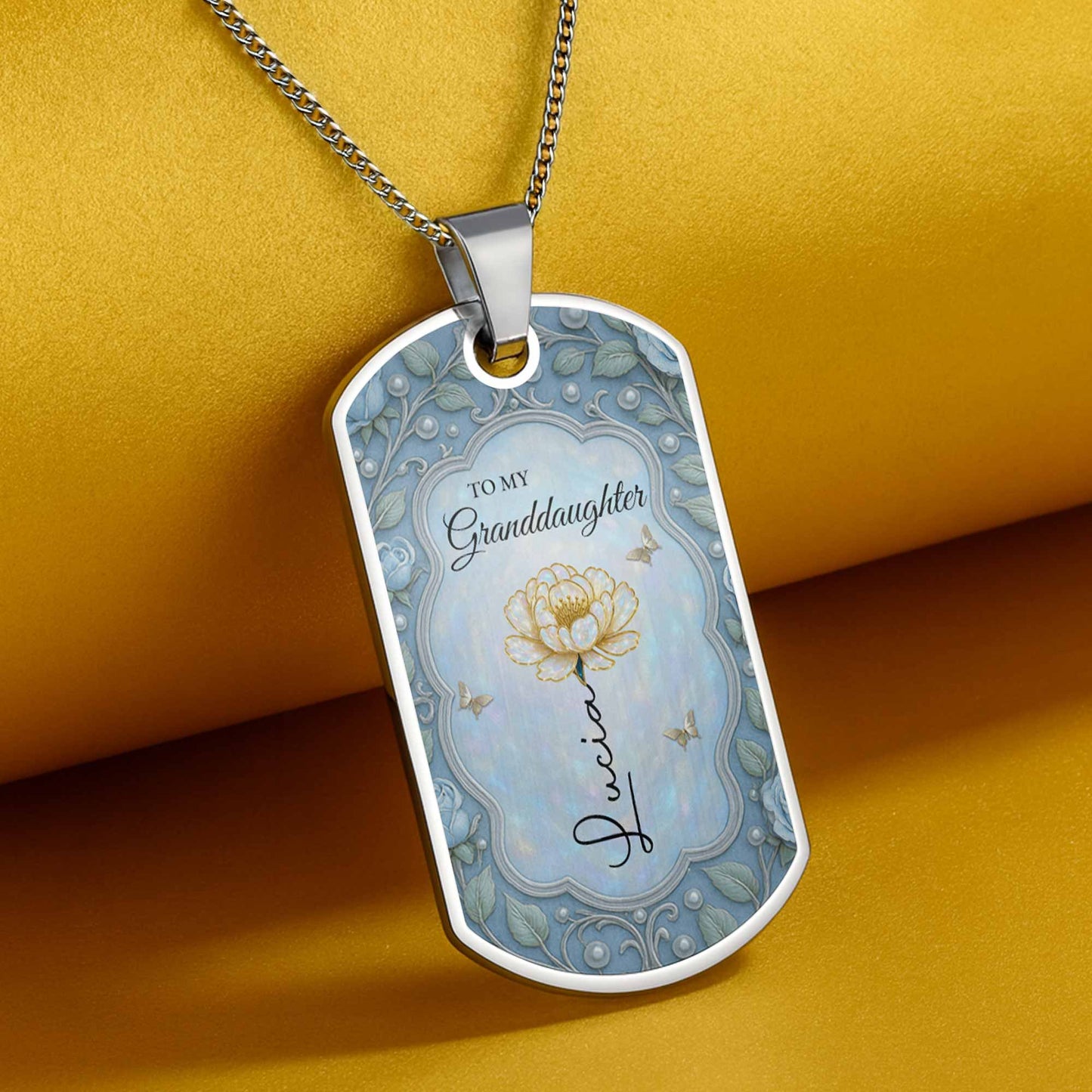 To My Granddaughter, A Reminder Of Love, Flower And Butterflies Tag