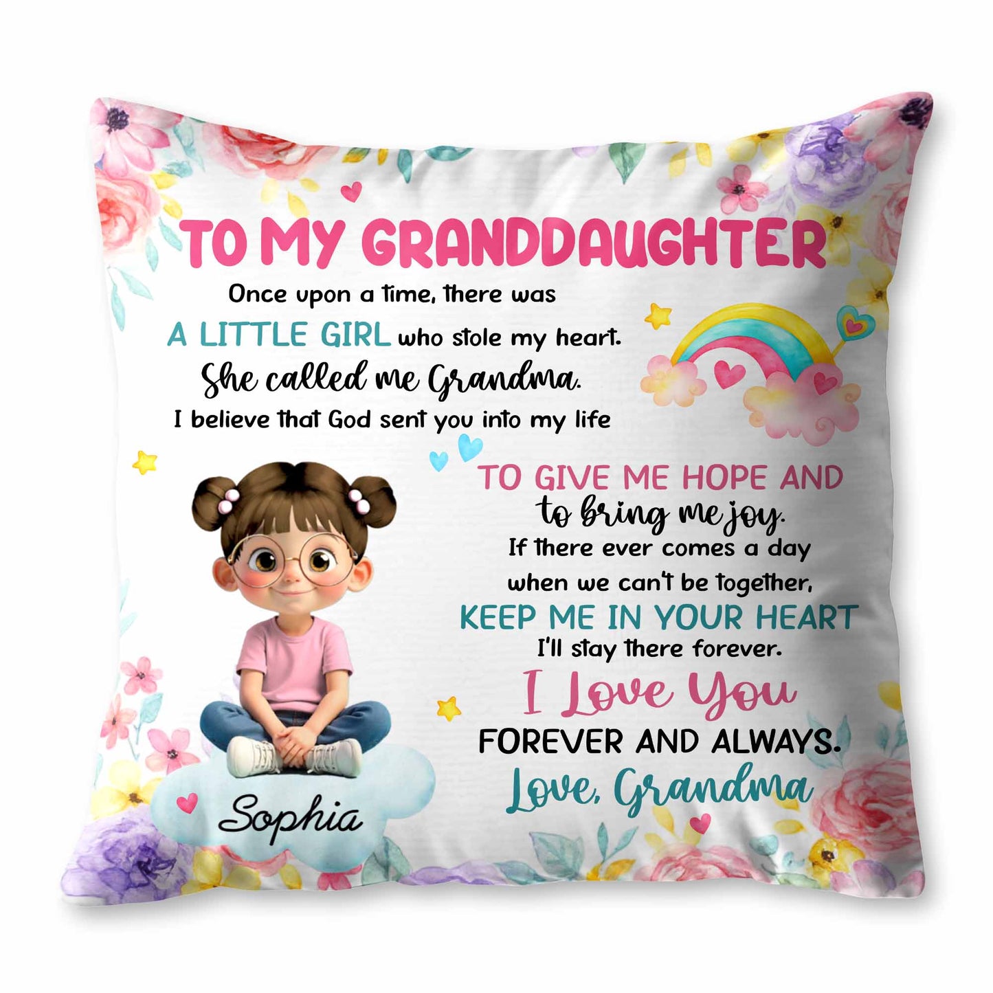 To My Granddaughter, Little Girl Who Stole My Heart - Personalized Custom Pillow, Insert Included - GDT413_PLW