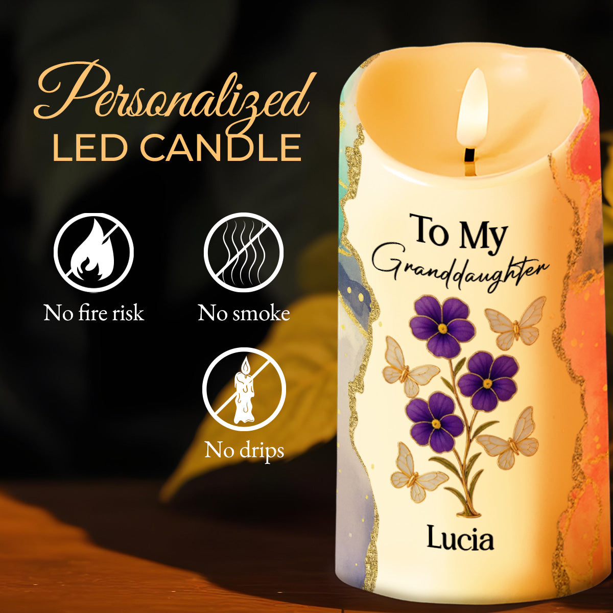 Always Remember You Are Braver, Butterflies And Flowers - Personalized Custom LED Candle - GDT418_LECA