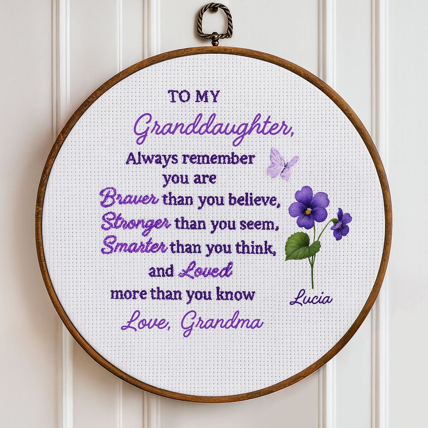 To My Granddaughter, Always Remember You Are Braver - Personalized Round Framed Wall Art - GDT430_RWART