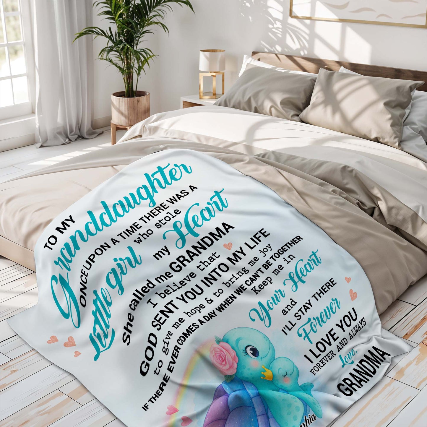 To My Granddaughter, Turtle and Hearts Design