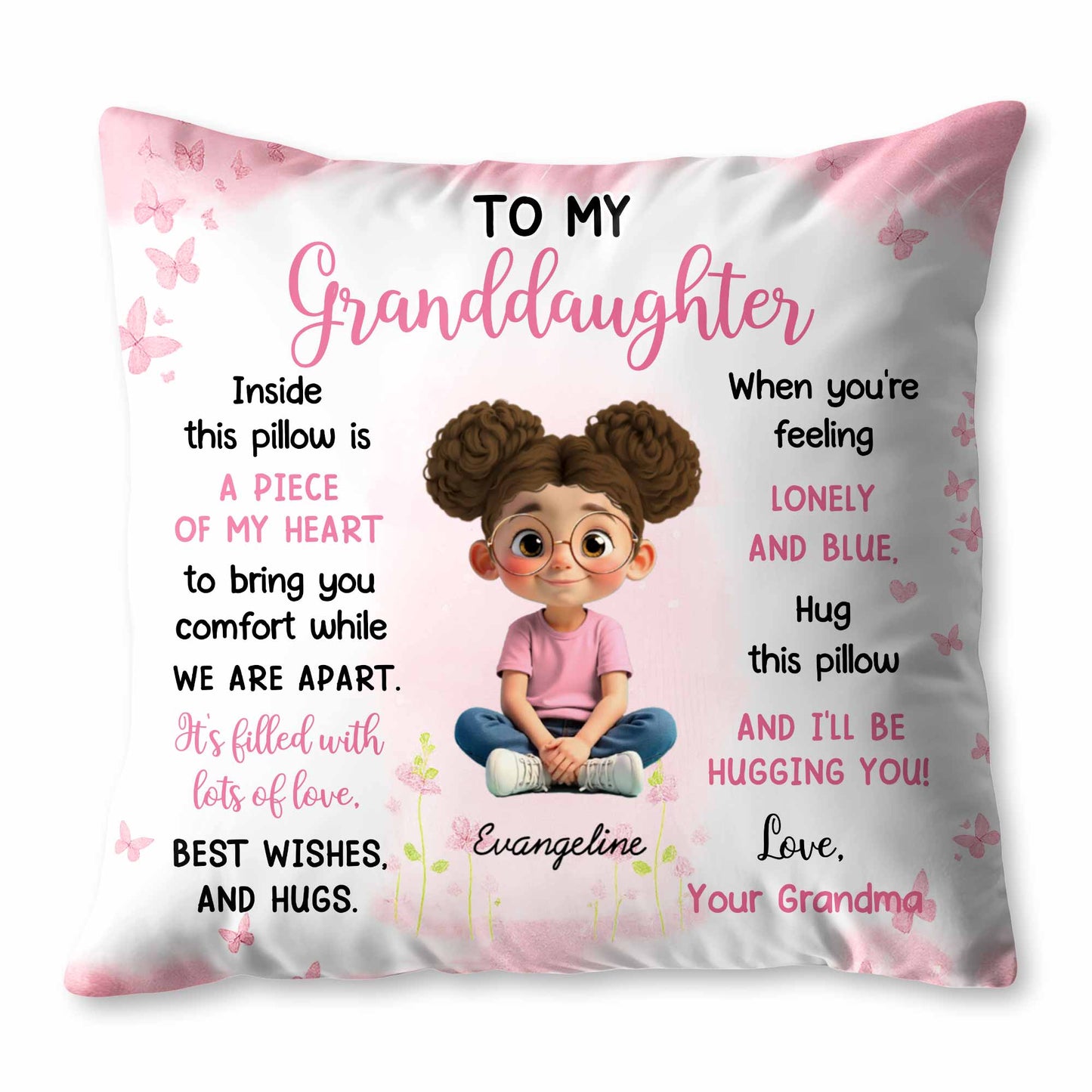 Piece Of My Heart Comfort Pillow With Girl And Hearts - Personalized Custom Pillow, Insert Included - GDT435_PLW