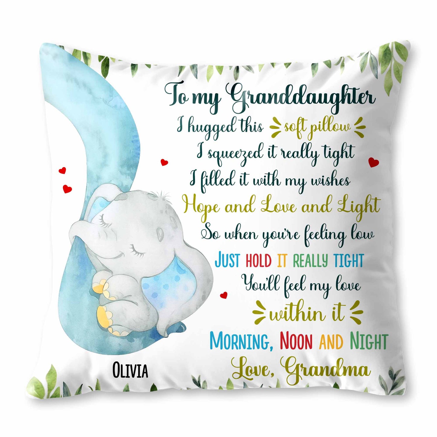 To My Granddaughter, Love Message With Elephant