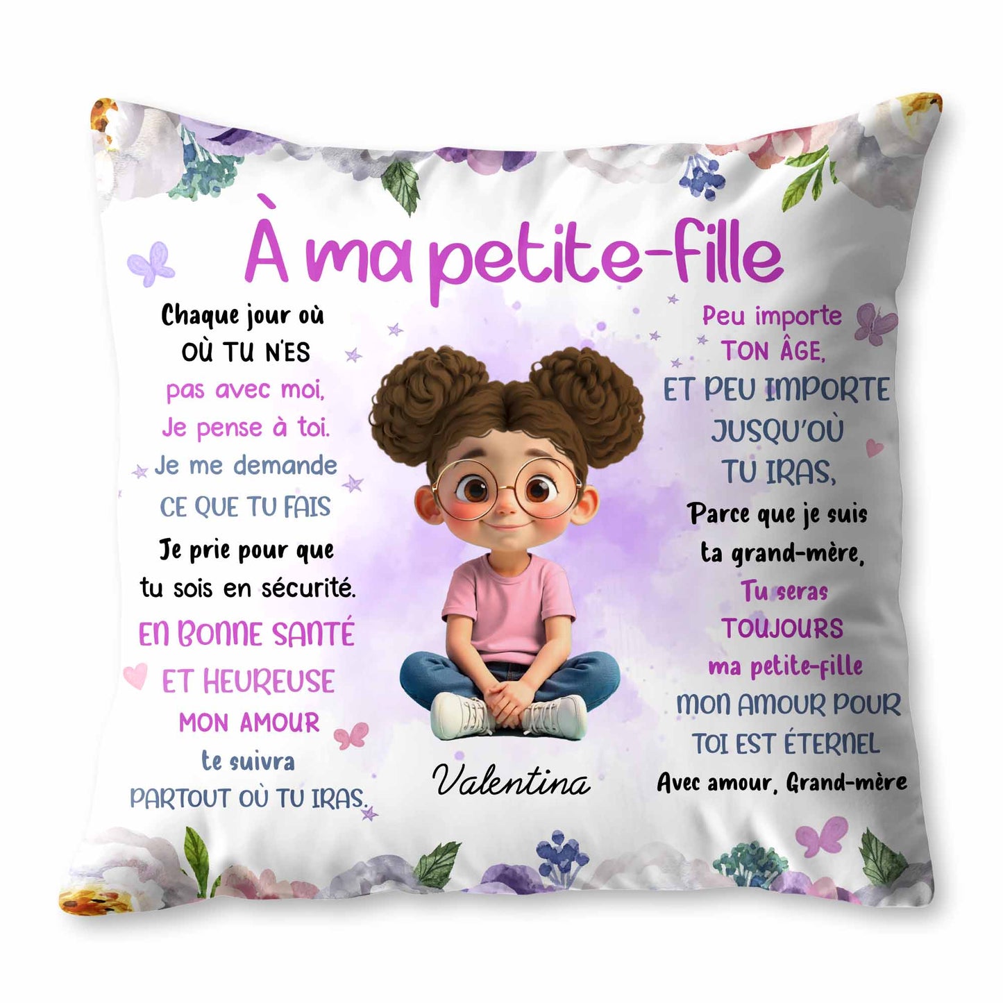 À Ma Petite-Fille, Flowers And Young Girl Theme