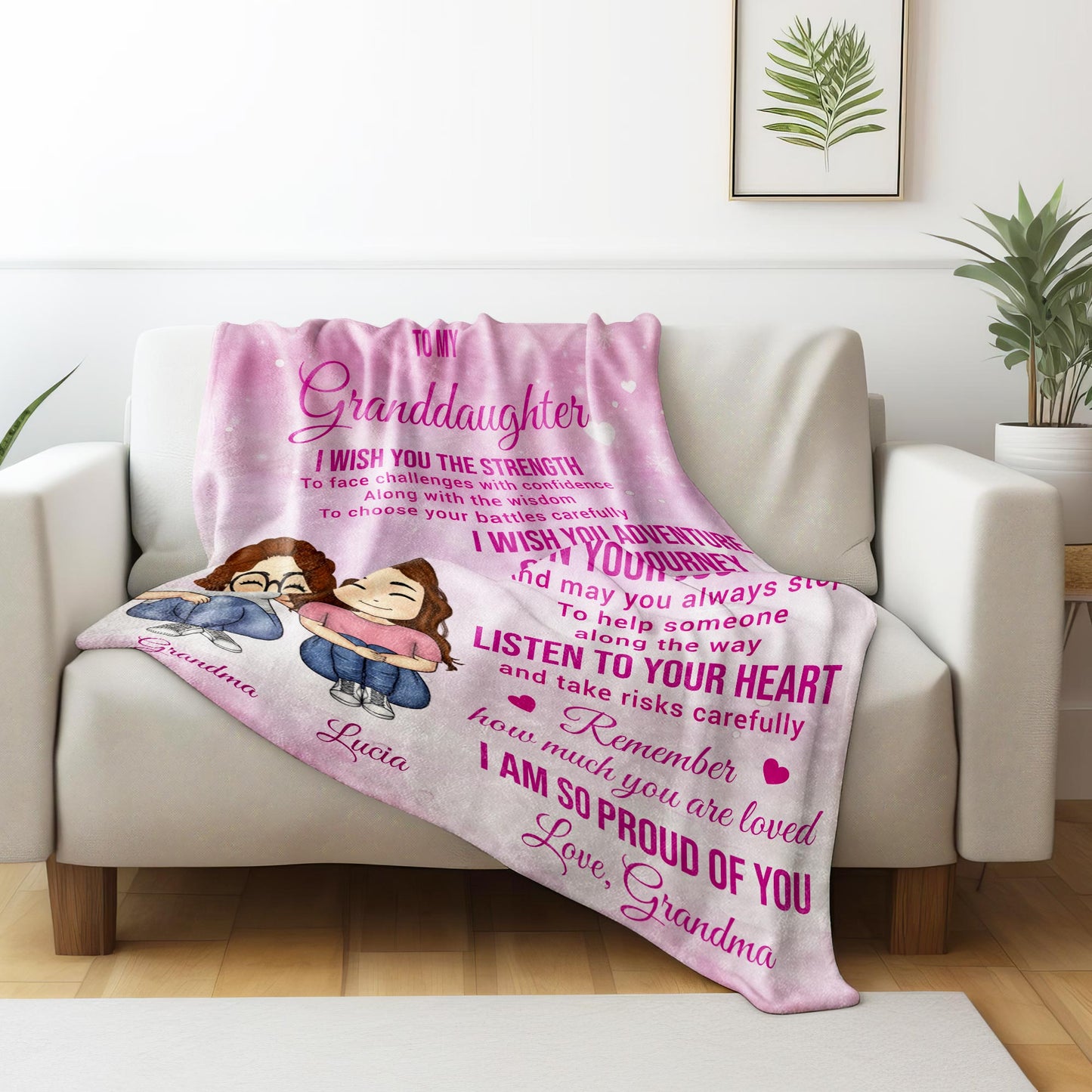 To My Granddaughter, Grandmother And Granddaughter With Hearts