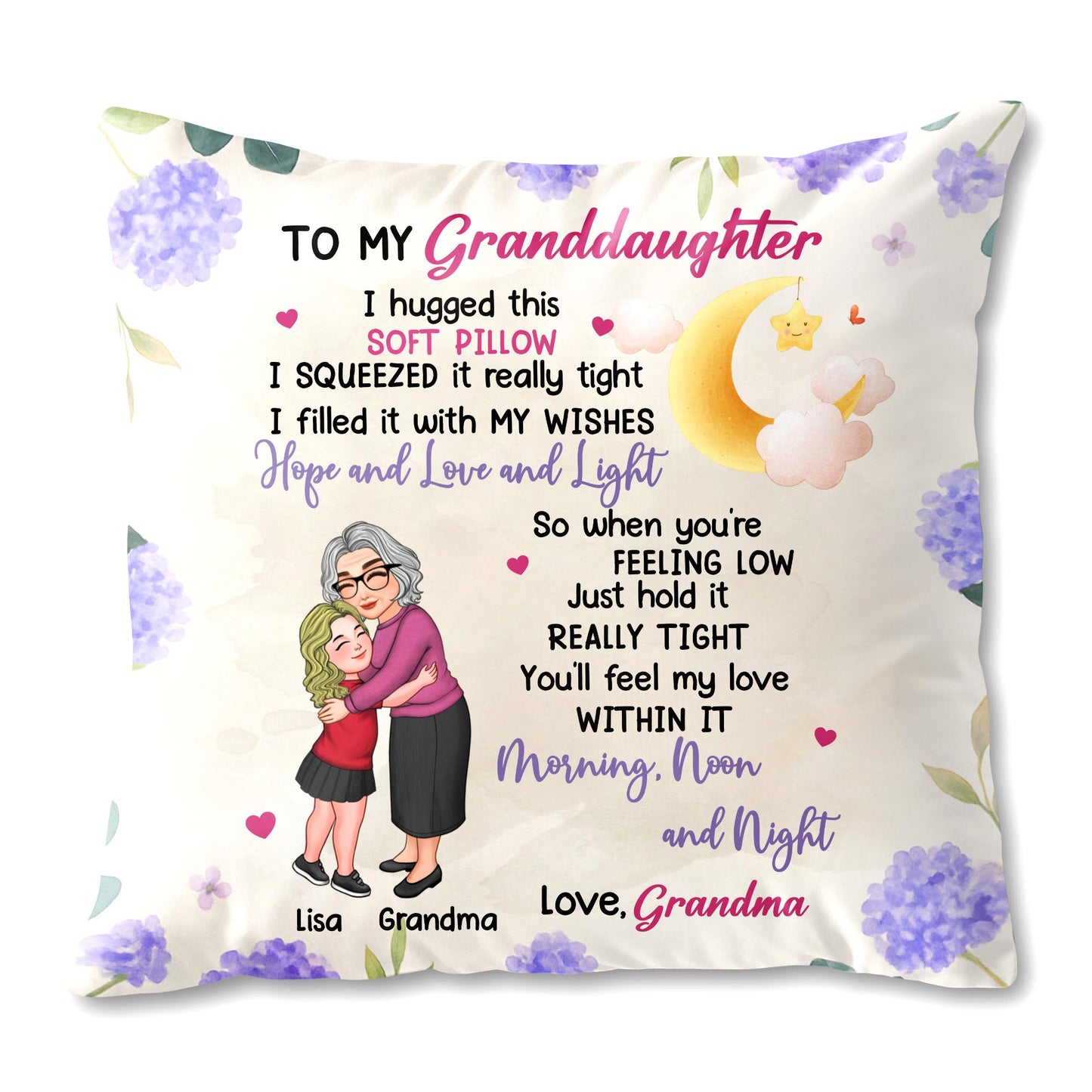 To My Granddaughter, Heartwarming Message With Flowers And Moon
