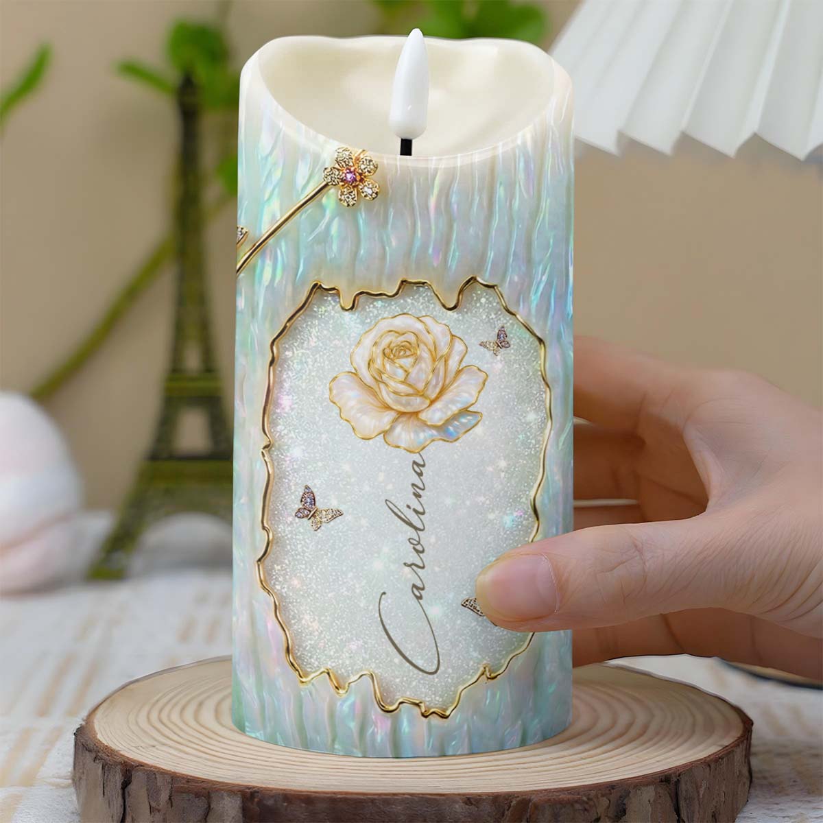 To My Granddaughter Straighten Your Crown White Rose And Butterflies