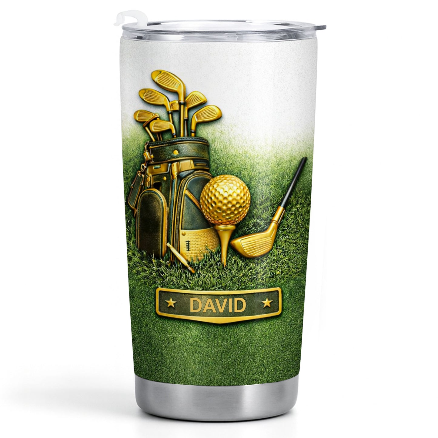 Customizable Golf-Themed Tumbler With Clubs And Ball