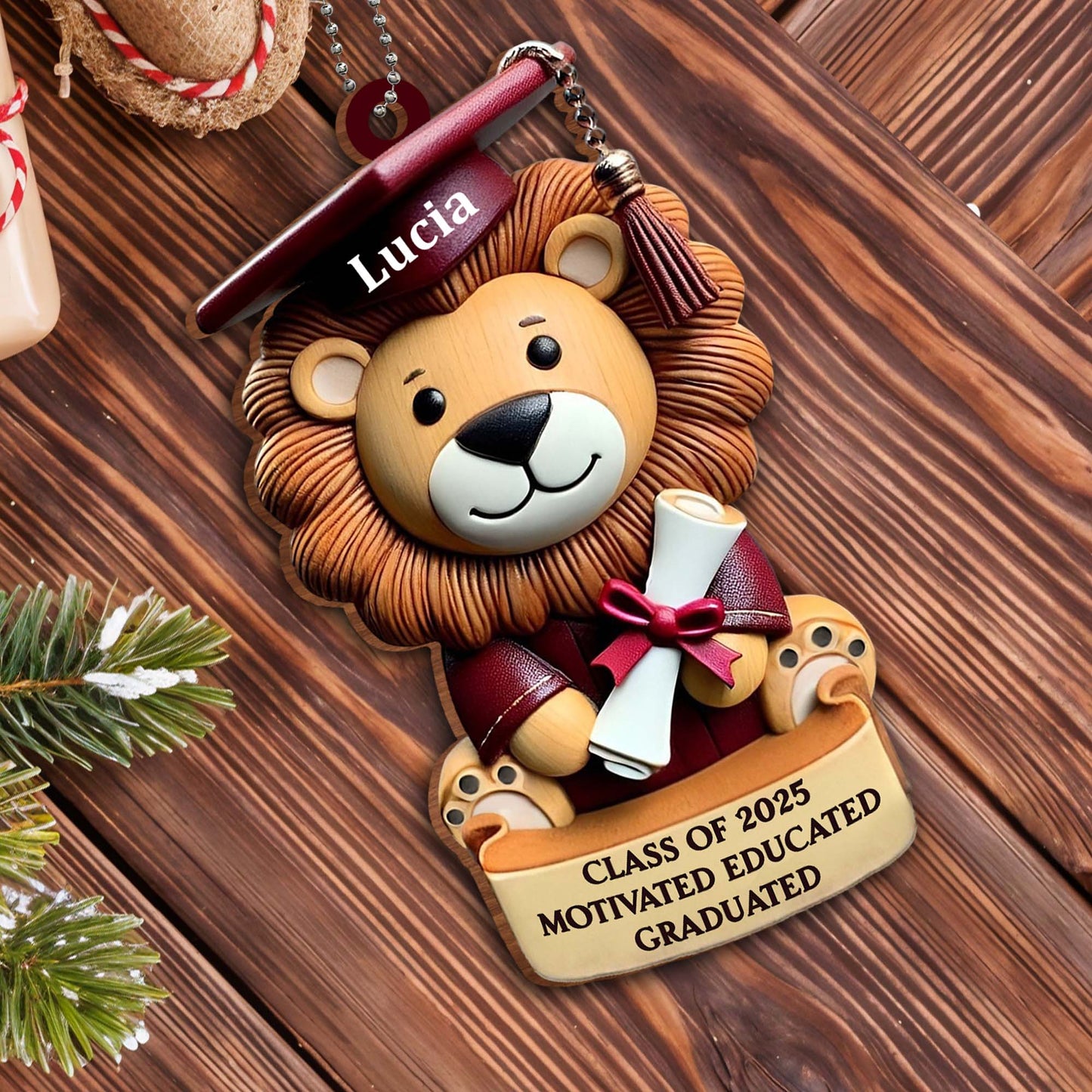 Class of 2025 Motivated Educated Graduated, Lion With Graduation Cap and Diploma