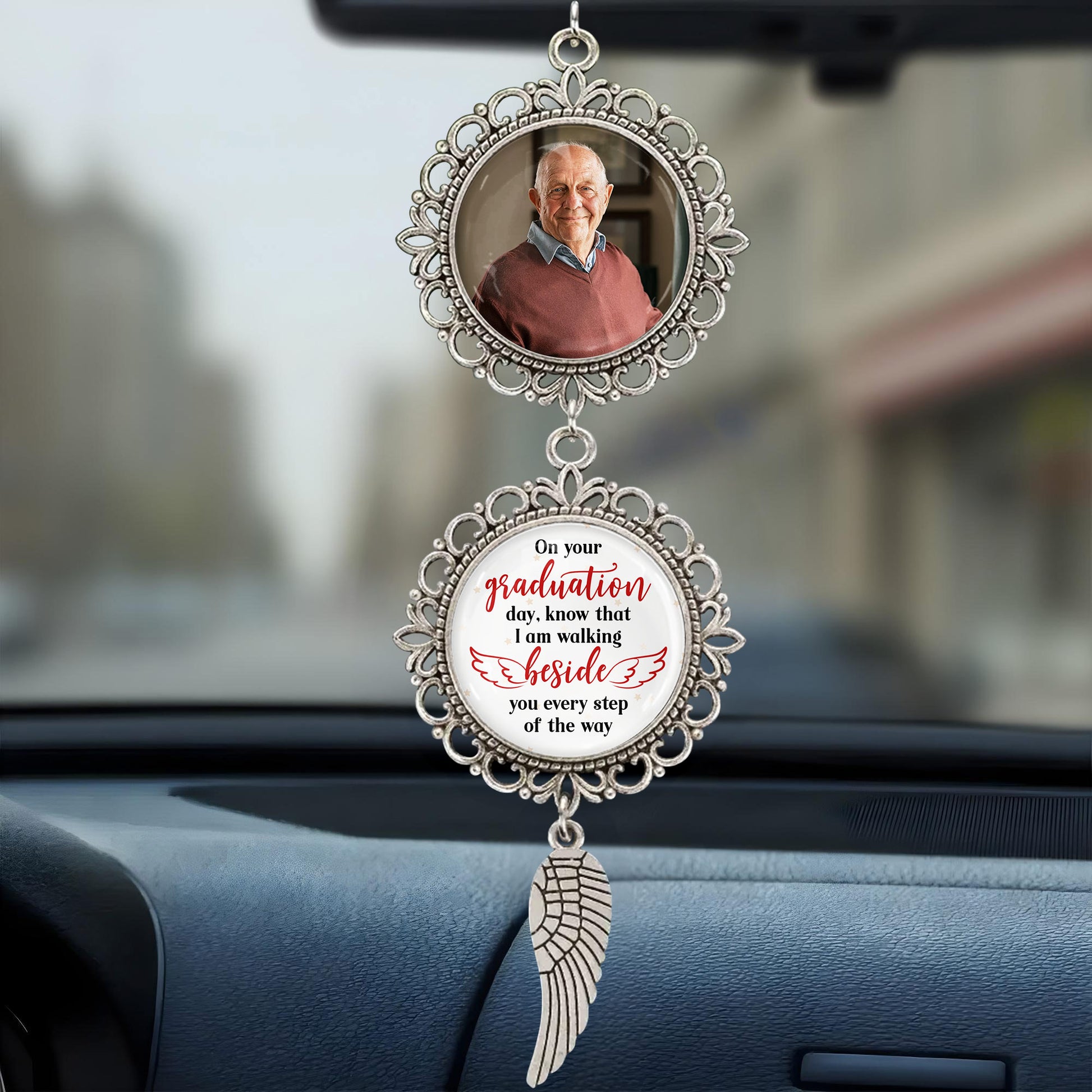 On Your Graduation Day, Know That I Am Walking Beside You, Angel Wing And Pendant Charm