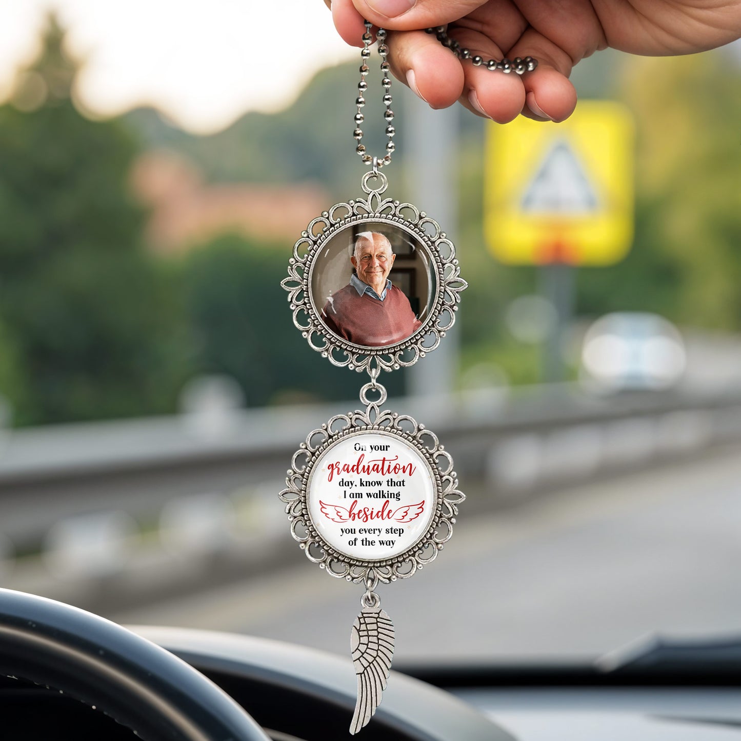 On Your Graduation Day, Know That I Am Walking Beside You, Angel Wing And Pendant Charm