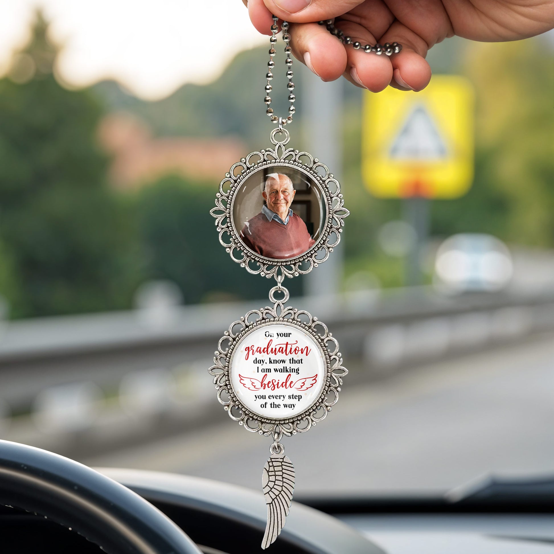 On Your Graduation Day, Know That I Am Walking Beside You, Angel Wing And Pendant Charm