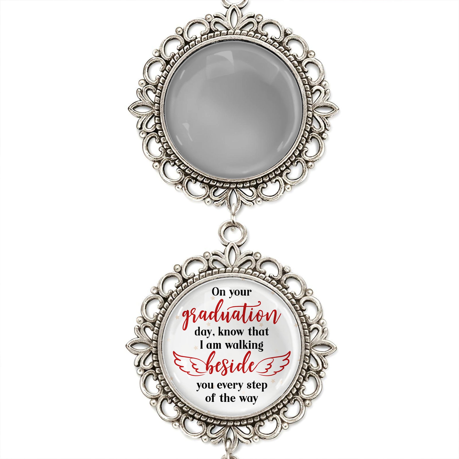 On Your Graduation Day, Know That I Am Walking Beside You, Angel Wing And Pendant Charm
