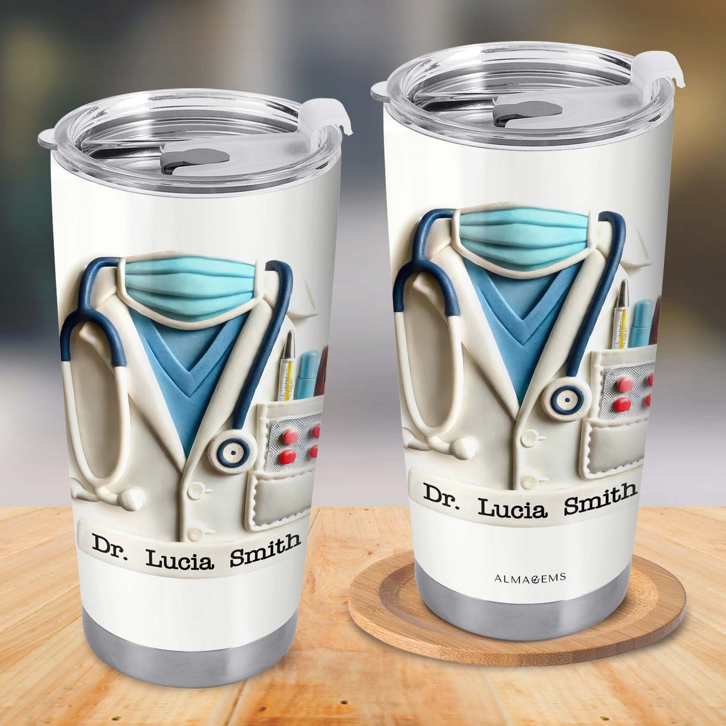 Delightful Medical Themed Tumbler With Stethoscope And Lab Coat Design