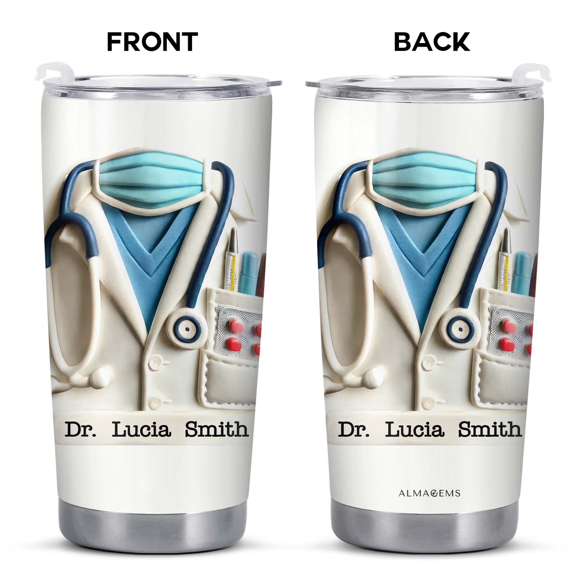 Delightful Medical Themed Tumbler With Stethoscope And Lab Coat Design