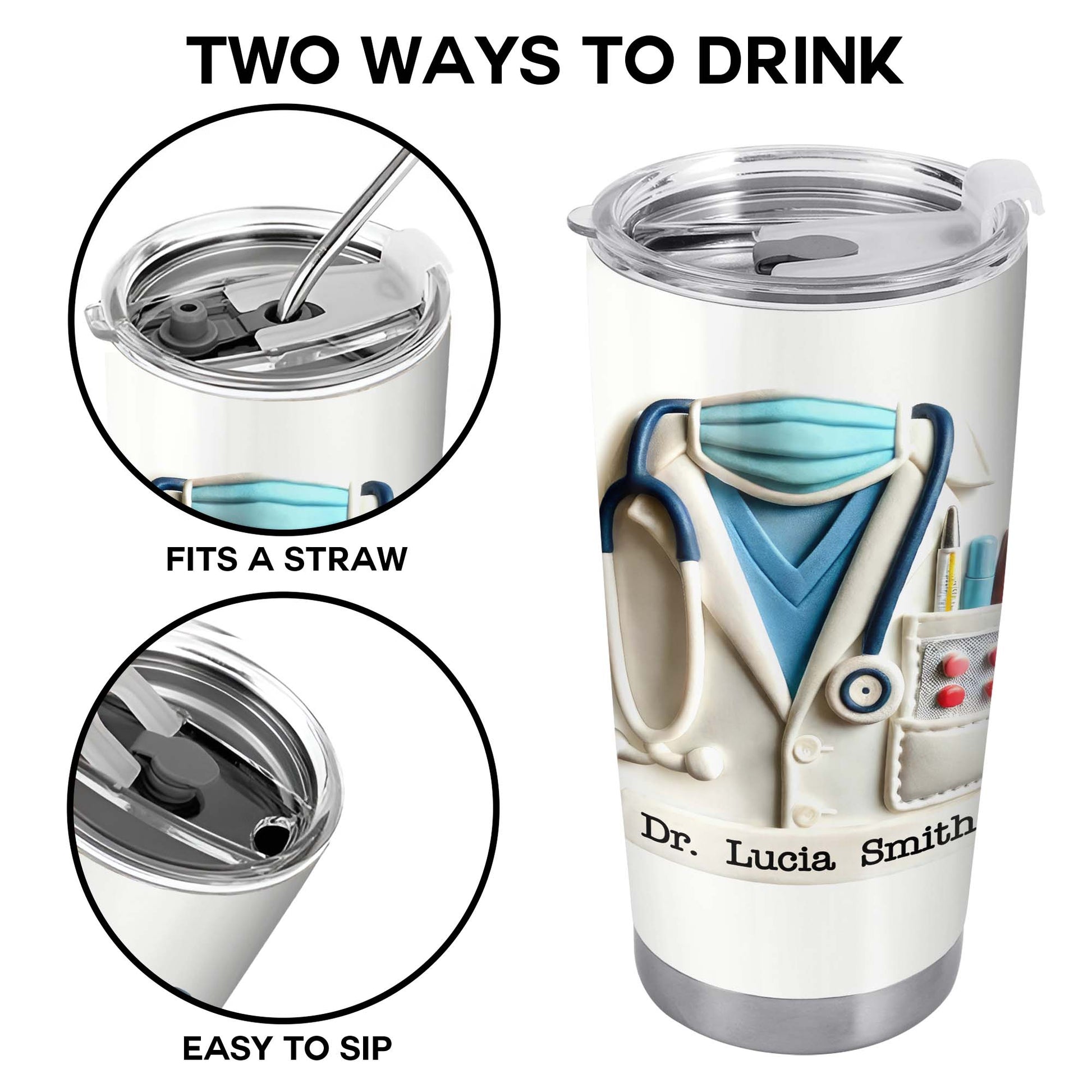 Delightful Medical Themed Tumbler With Stethoscope And Lab Coat Design