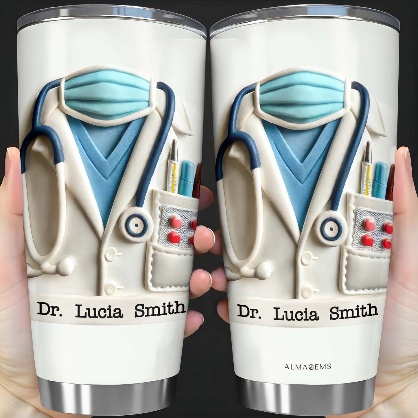Delightful Medical Themed Tumbler With Stethoscope And Lab Coat Design