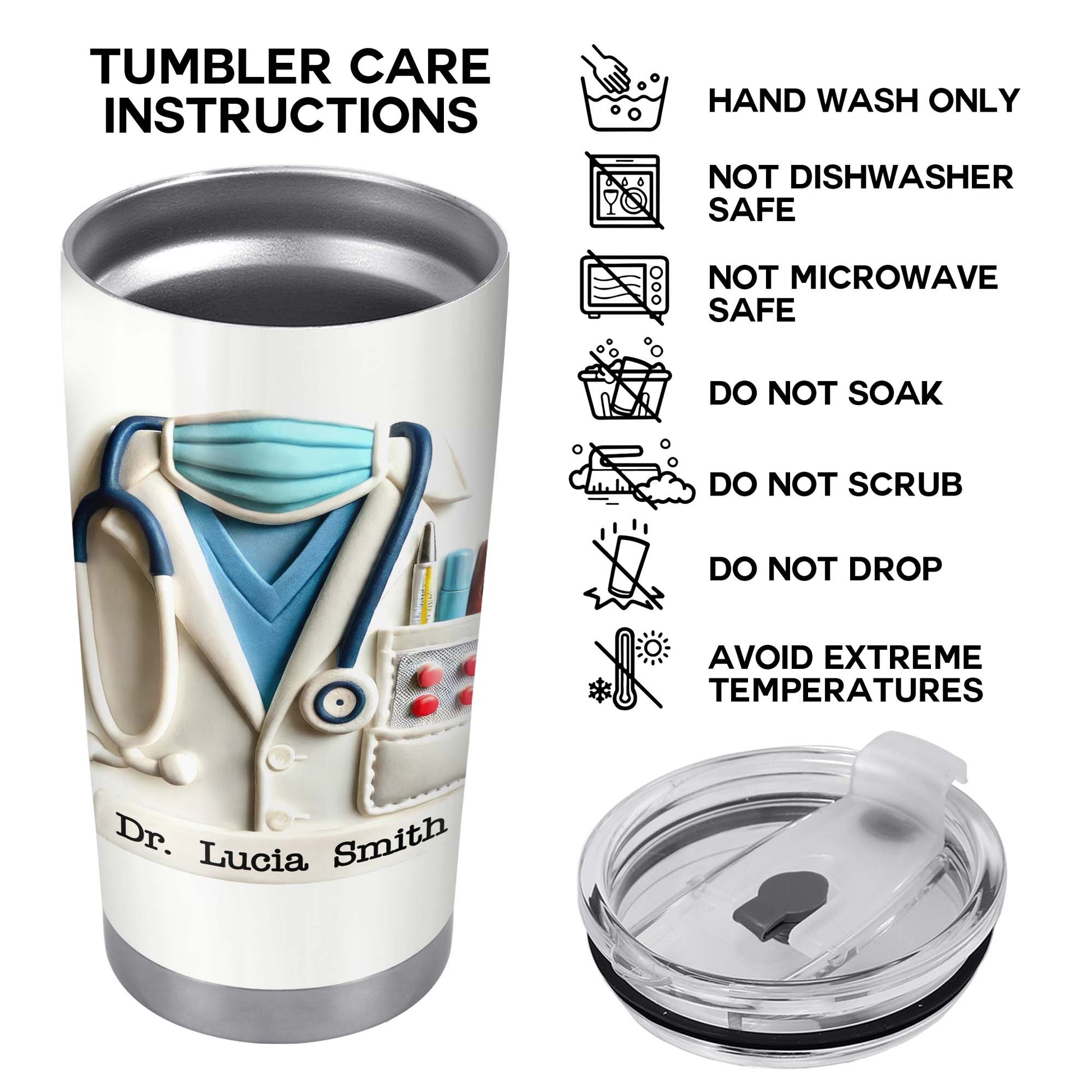 Delightful Medical Themed Tumbler With Stethoscope And Lab Coat Design