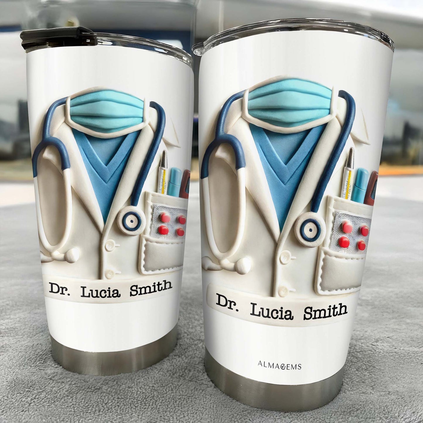 Delightful Medical Themed Tumbler With Stethoscope And Lab Coat Design