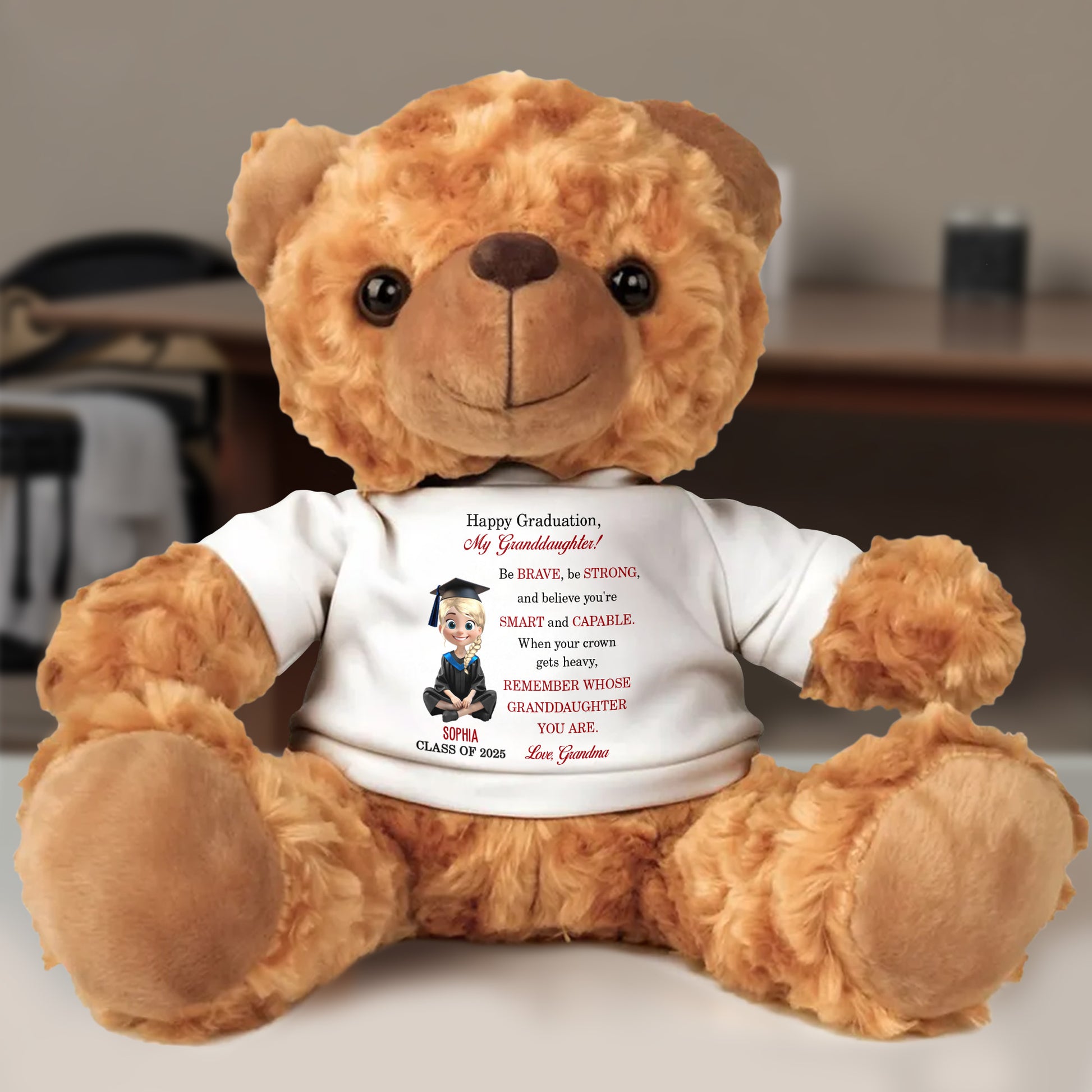 Happy Graduation, My Granddaughter, Graduation Cap and Cartoon Character