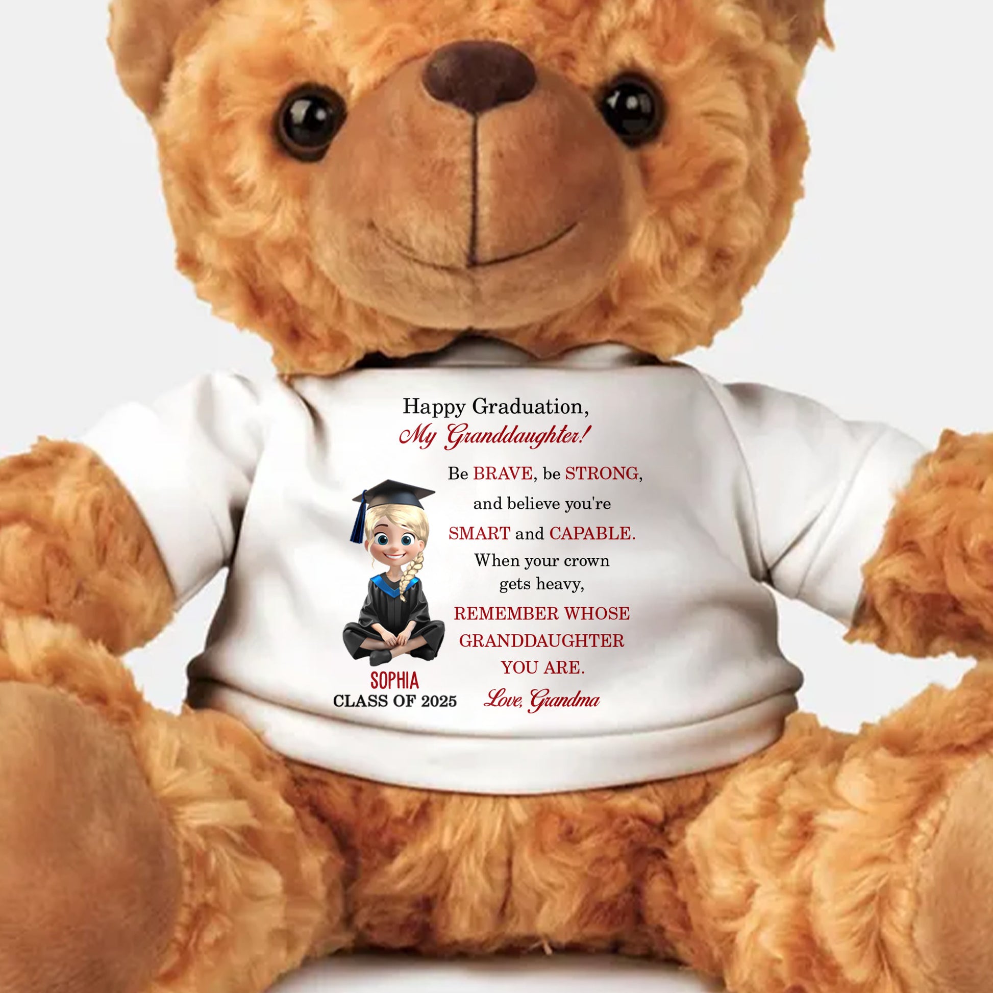 Happy Graduation, My Granddaughter, Graduation Cap and Cartoon Character