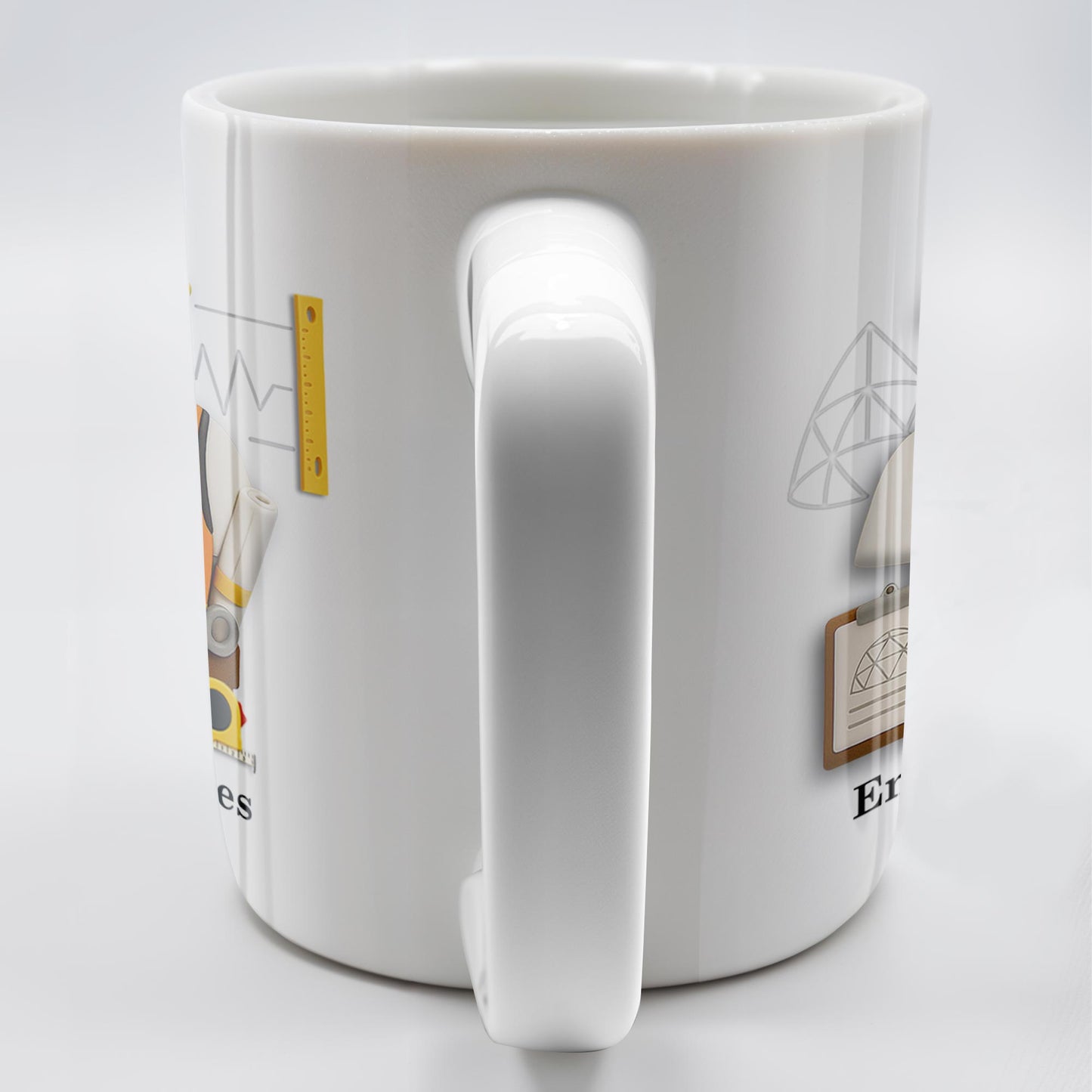 Custom Engineer Theme Coffee Mug With Construction Helmet, Safety Vest, and Tools