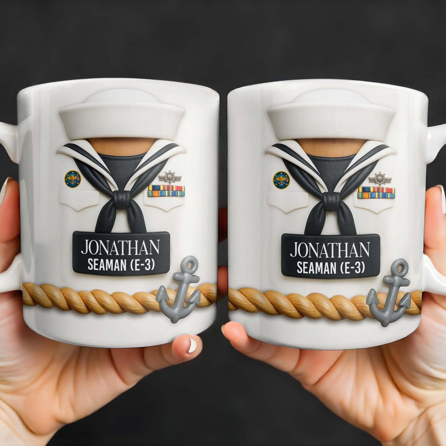 Celebrate Our Navy Heroes With Custom Navy Uniform And Anchor Design - Personalized Custom Coffee Mug - GRAD291_MG