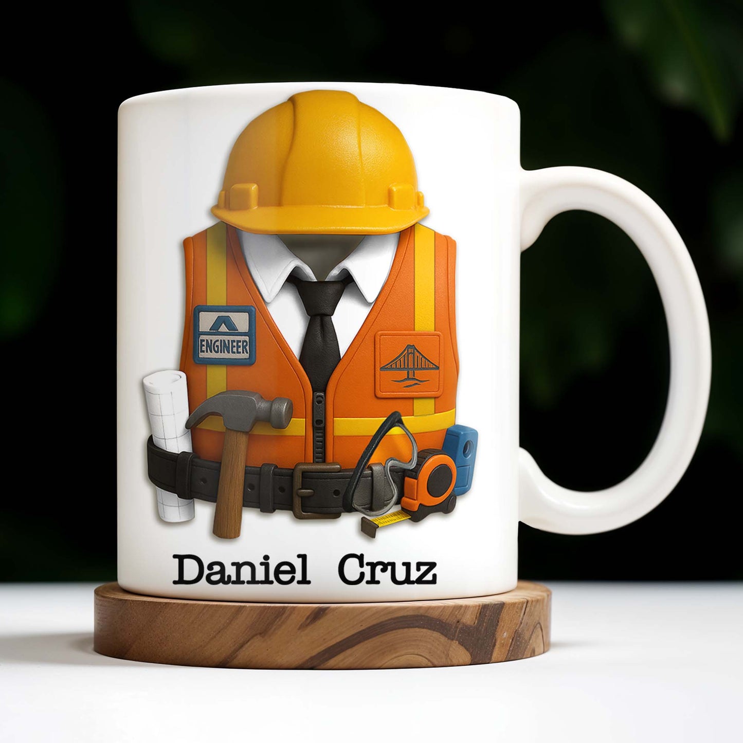 Celebrate Your Everyday Hero with This Engineer-Themed Coffee Mug Featuring Helmet, Tie, Vest, Tools