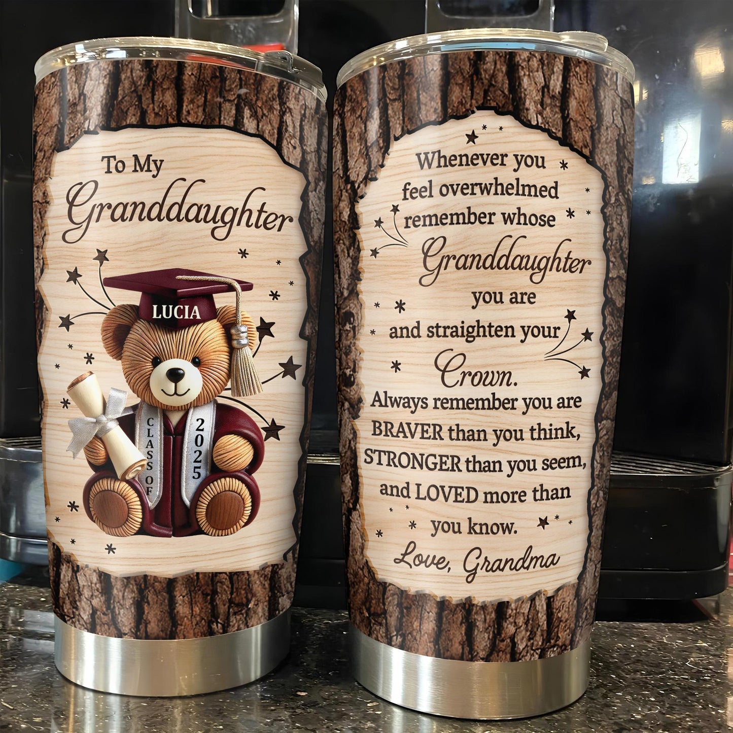 To My Granddaughter, Teddy Bear, Graduation Cap, Diploma