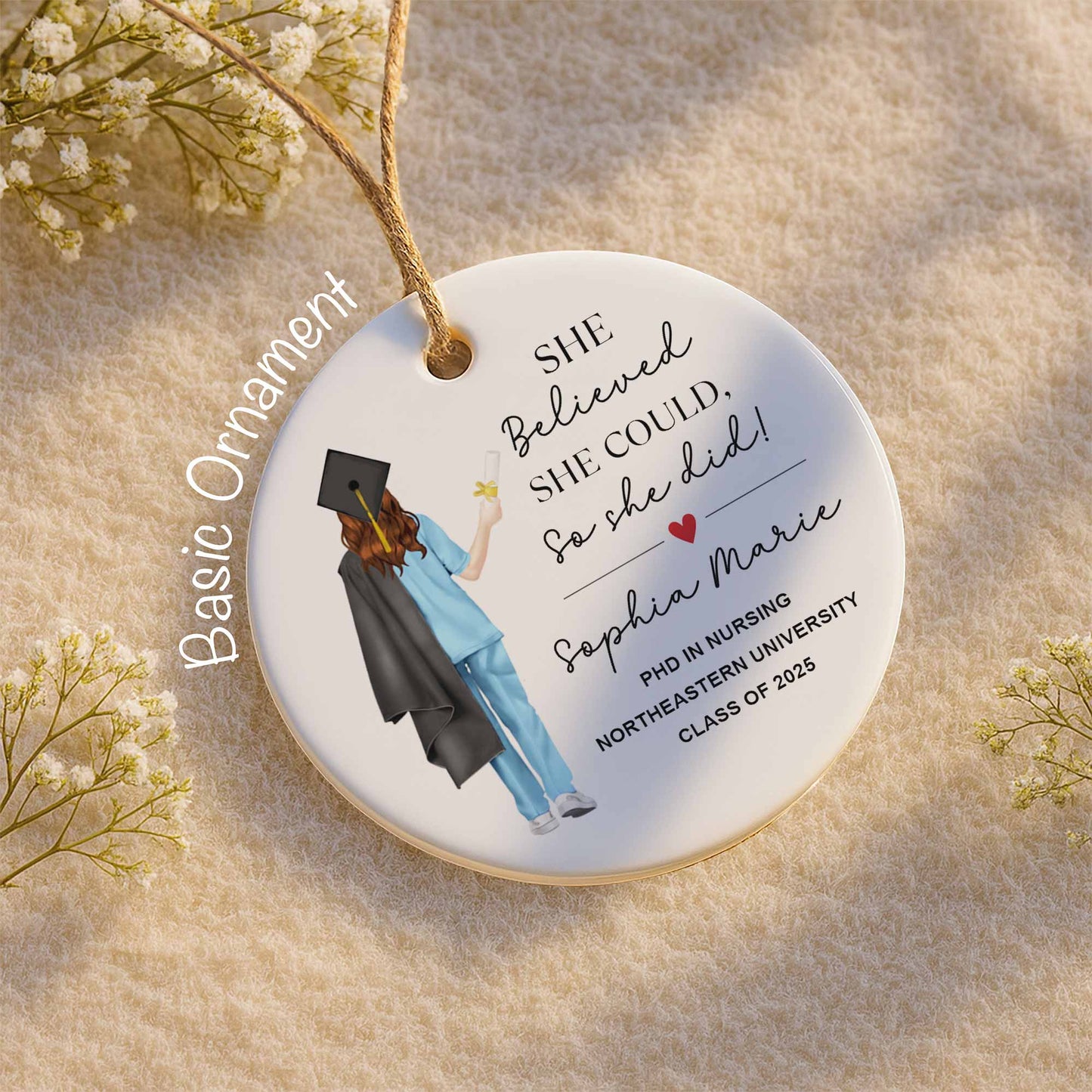 She Believed She Could, Graduation Cap And Flowers