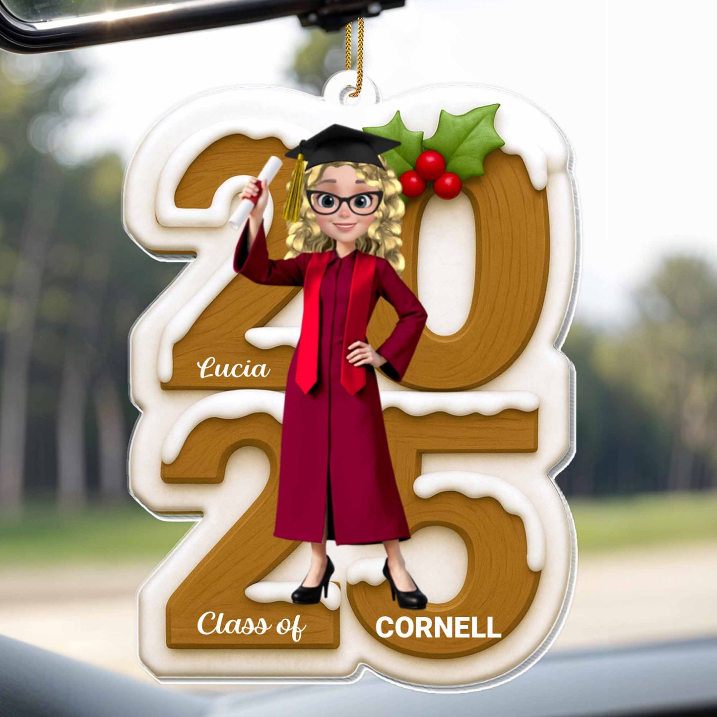 Celebrate Your Achievements, Graduate And Holly Berries Ornament