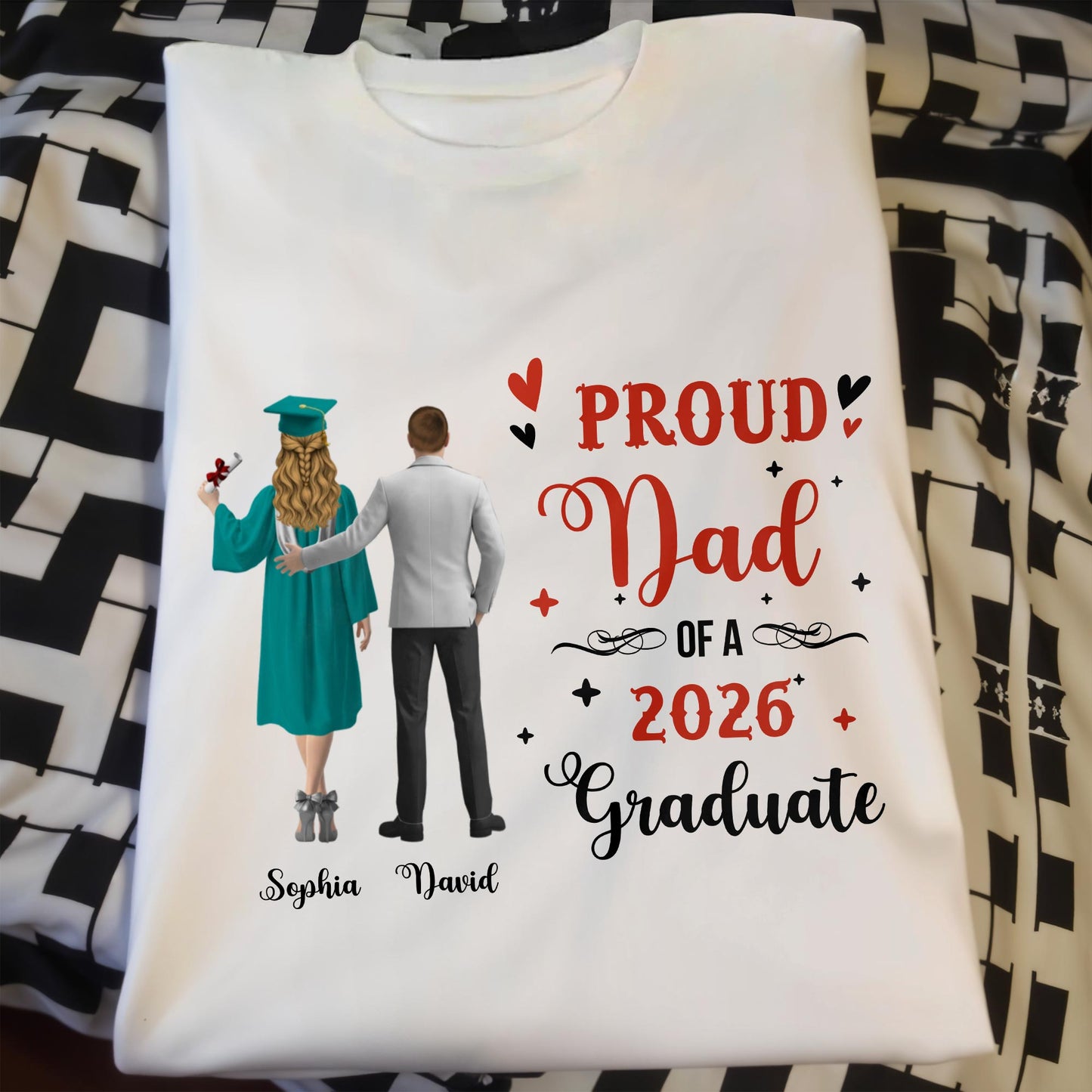 Proud Dad Of A Graduate With Hearts And Diploma