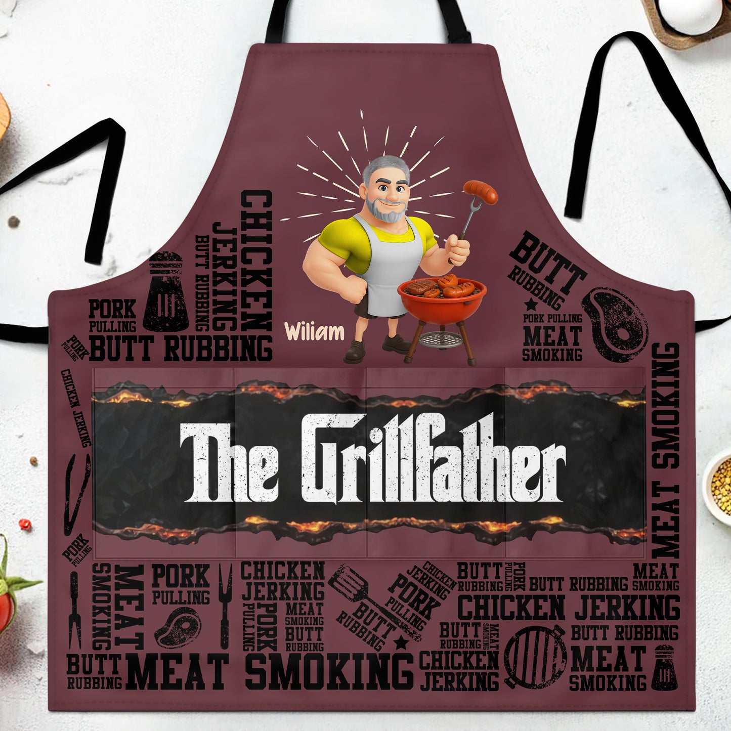 The Grillfather, Grill And Apron