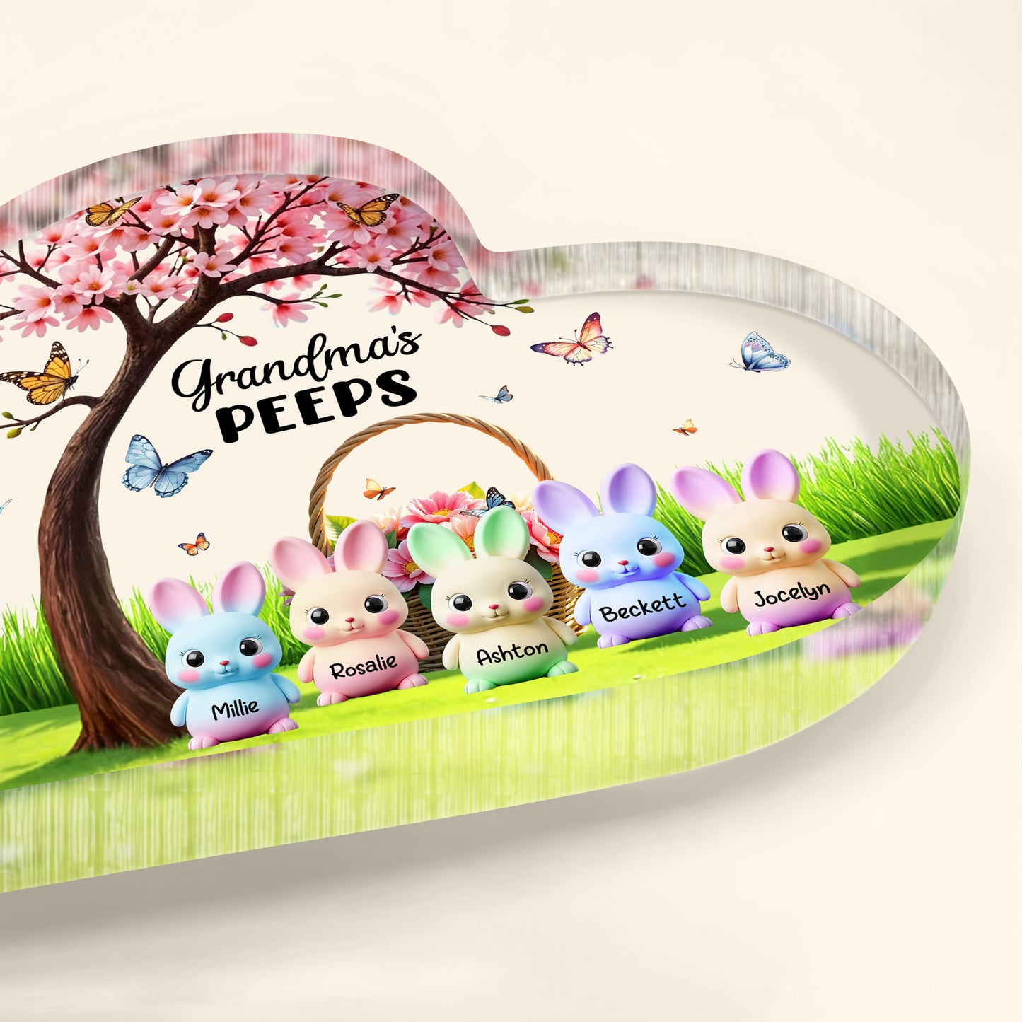 Grandma's Peeps, Bunnies And Cherry Blossom Tree