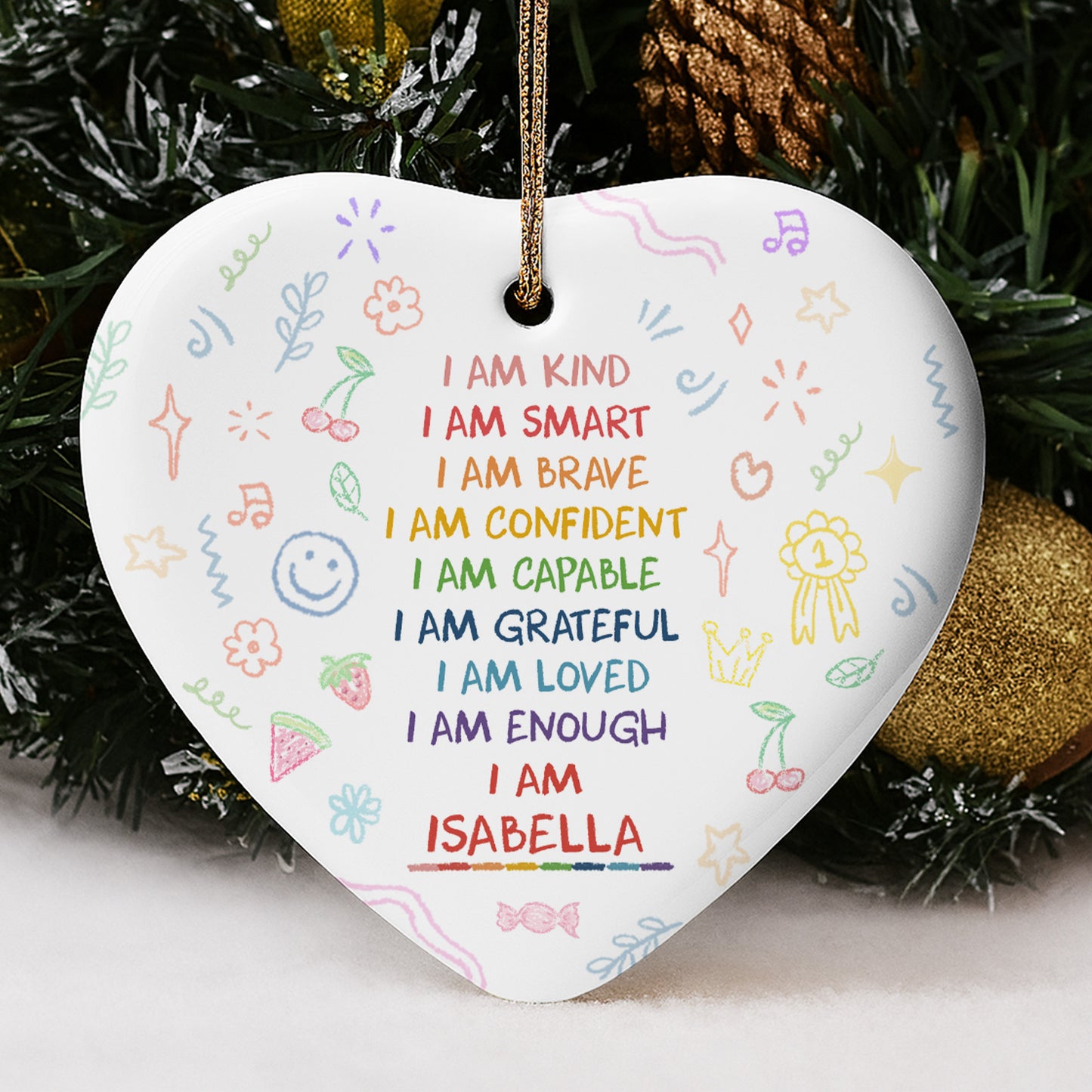 I Am Kind, I Am Smart, Heart Shaped Ornament