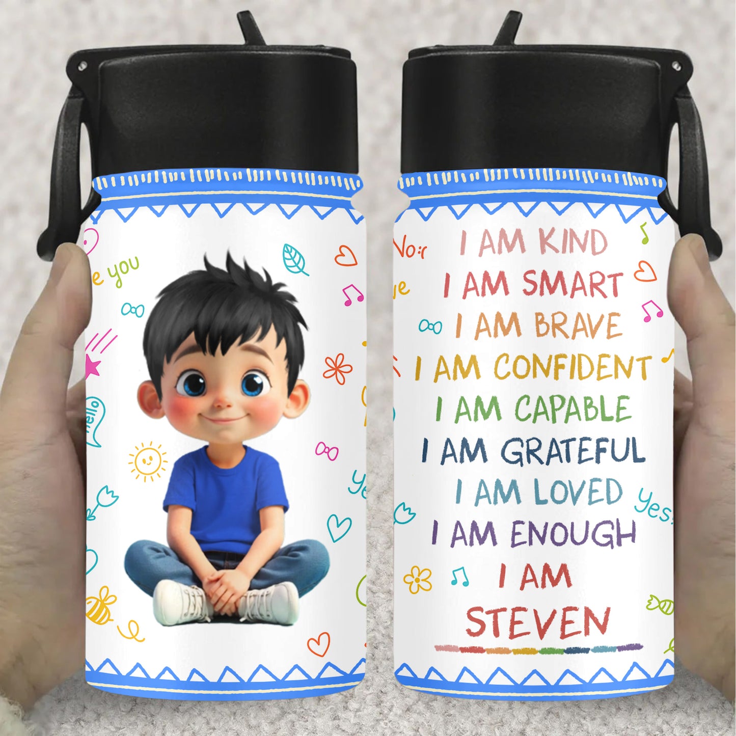 I Am Kind, I Am Smart, Inspirational Cartoon Boy