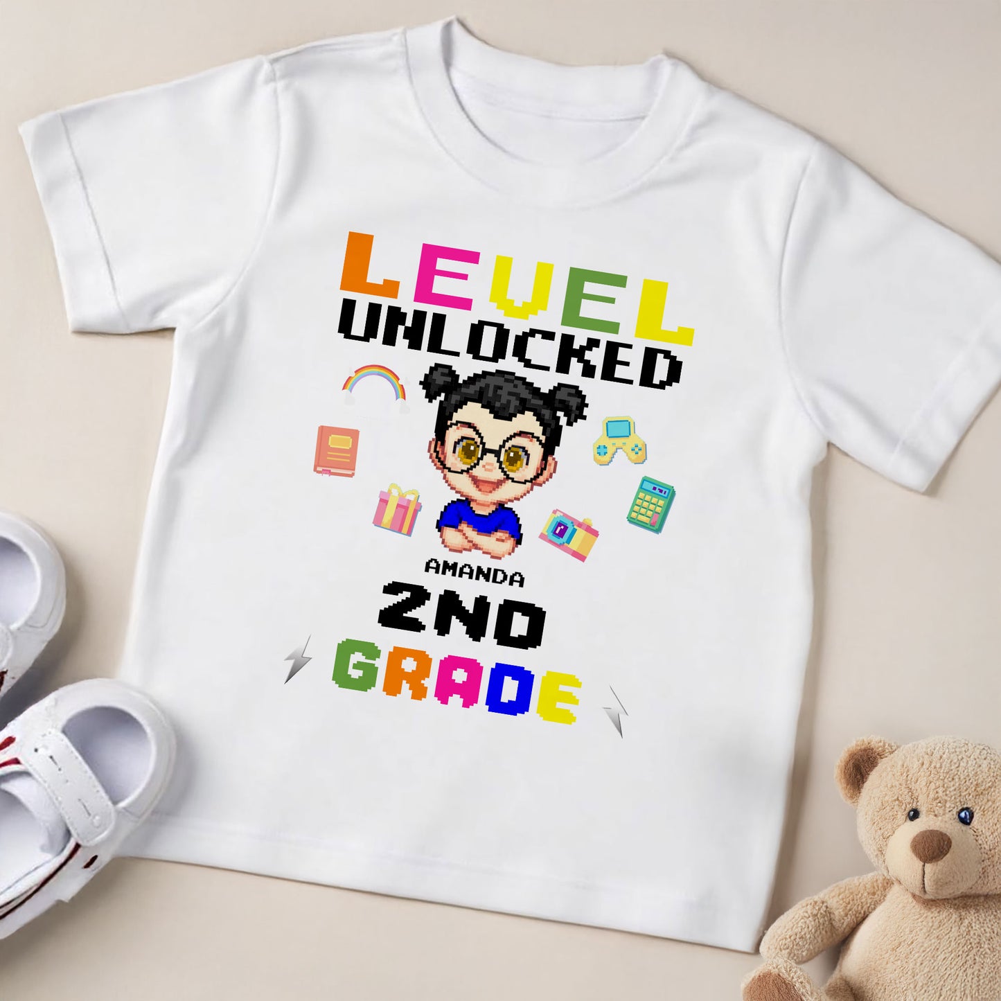 Level Unlocked 2nd Grade With Pixel Art Style