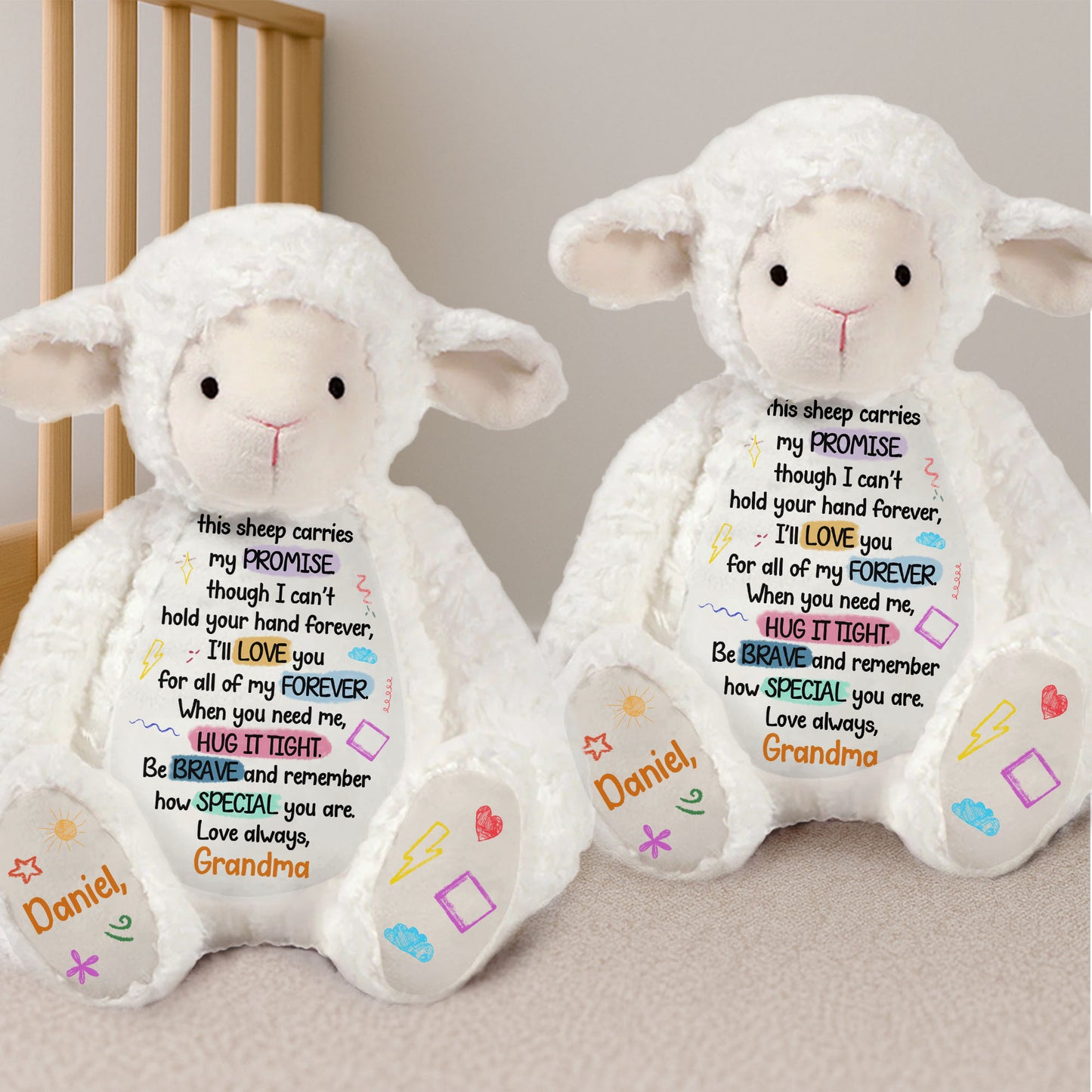 This Sheep Carries My Promise Stuffed Sheep With Stars And Heart