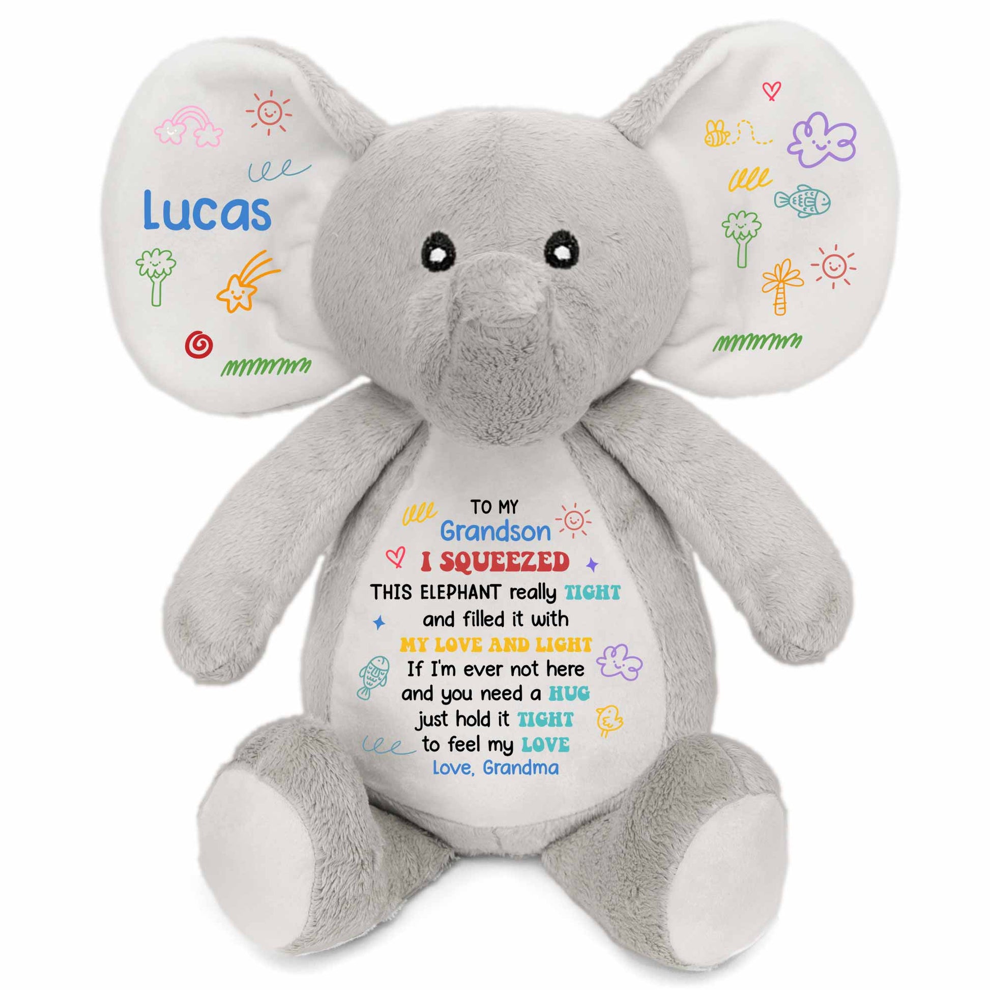 To My Grandson, Feel My Love Elephant With Hearts And Stars