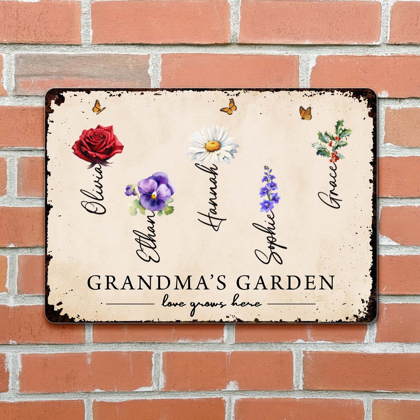 Grandma's Garden Love Grows Here With Flowers And Butterflies