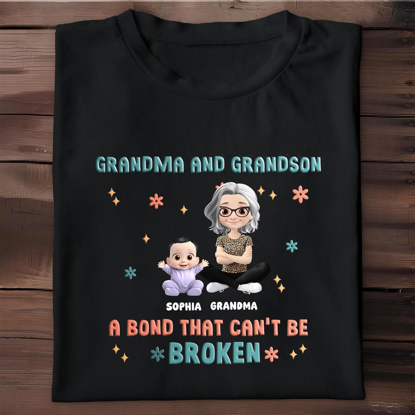 Grandma And Grandson A Bond That Can't Be Broken, Stars and Flowers