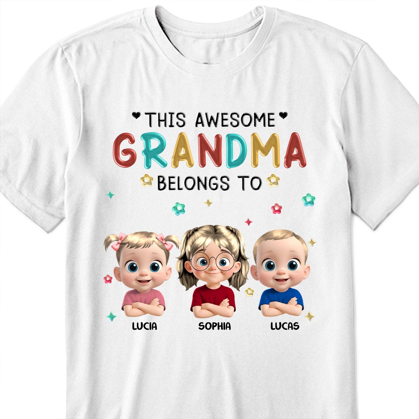 This Awesome Grandma Belongs To, Cartoon Children, Stars, Hearts