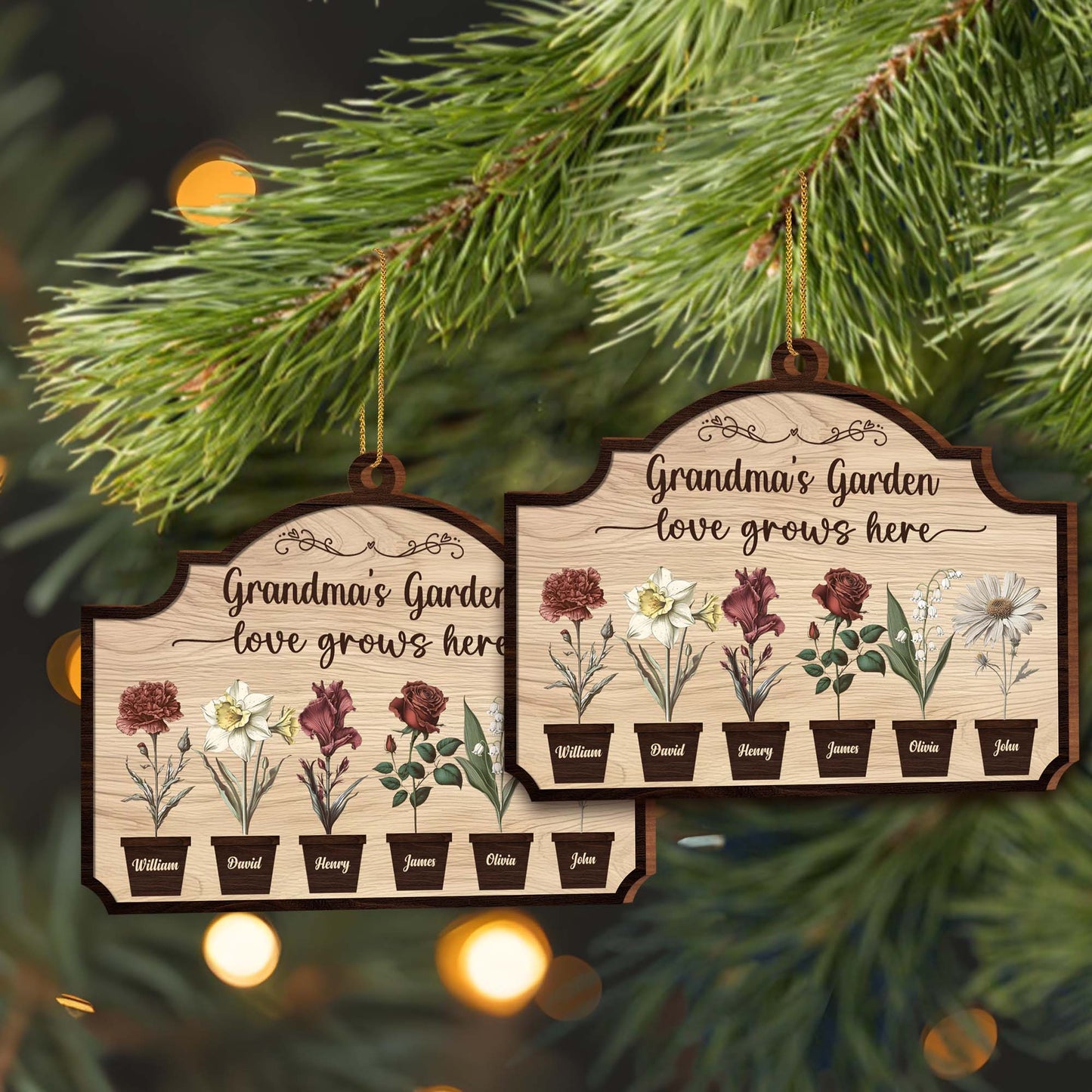 Grandma's Garden Love Grows Here Floral Ornament